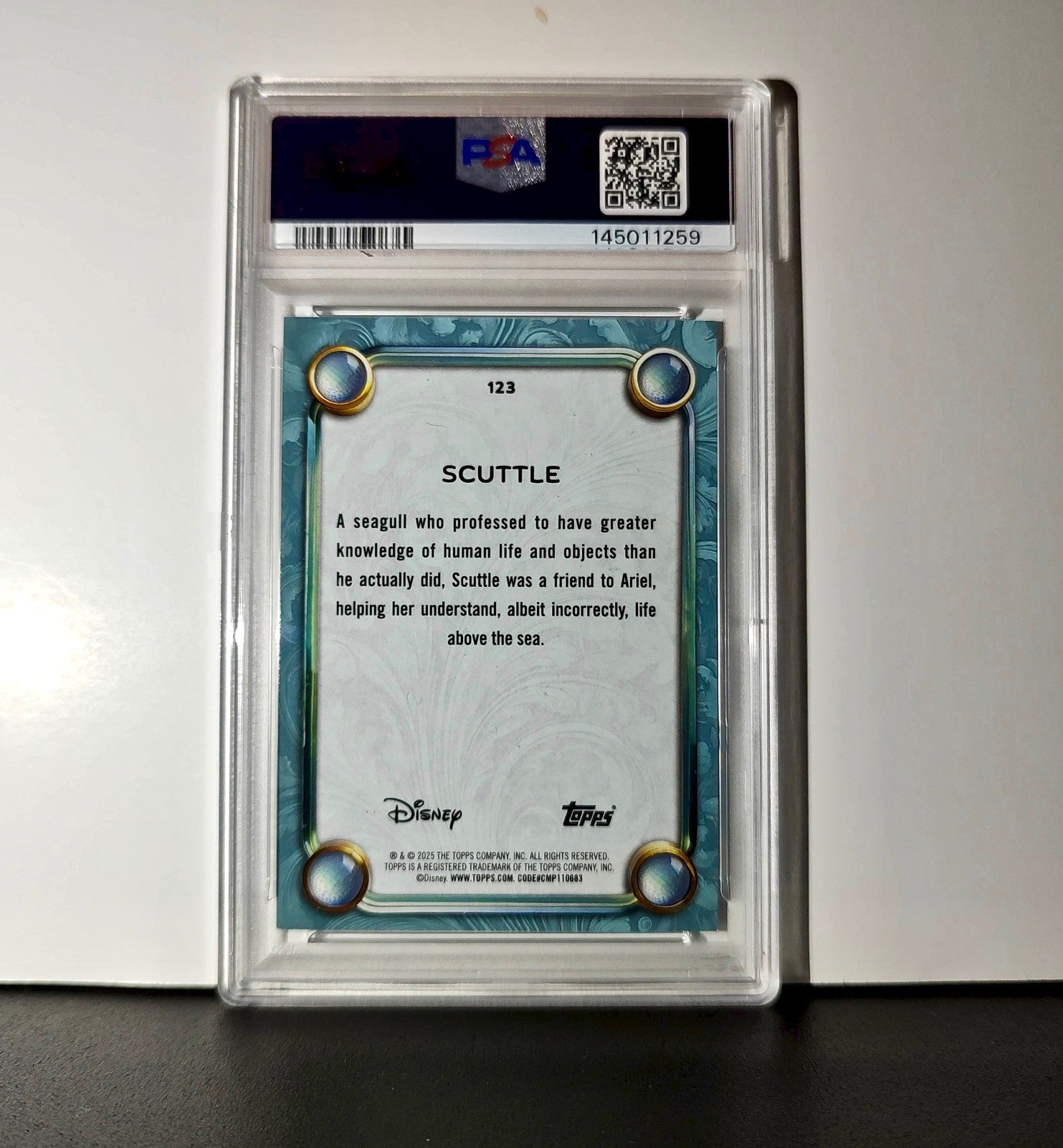 Scuttle 2025 Topps Disney Wonder #123 Diamond Card The Little Mermaid PSA 8