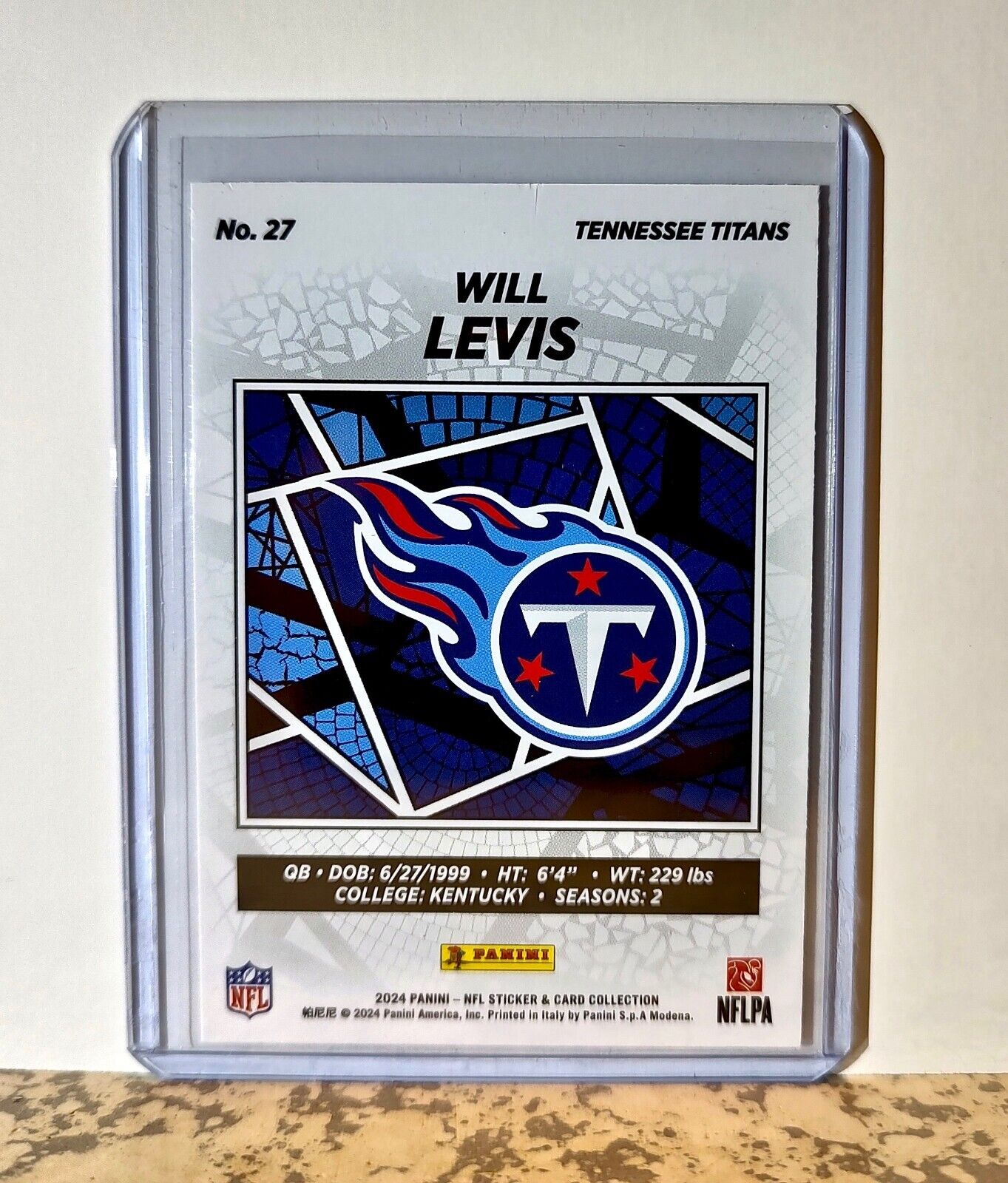 Will Levis 2024 Panini NFL #27 Silver Foil Sticker Card Tennessee Titans