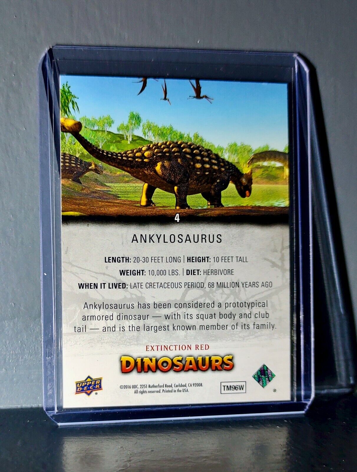 2015 Upper Deck Dinosaurs Ankylosaurus Extinction Red Parallel #4 Card