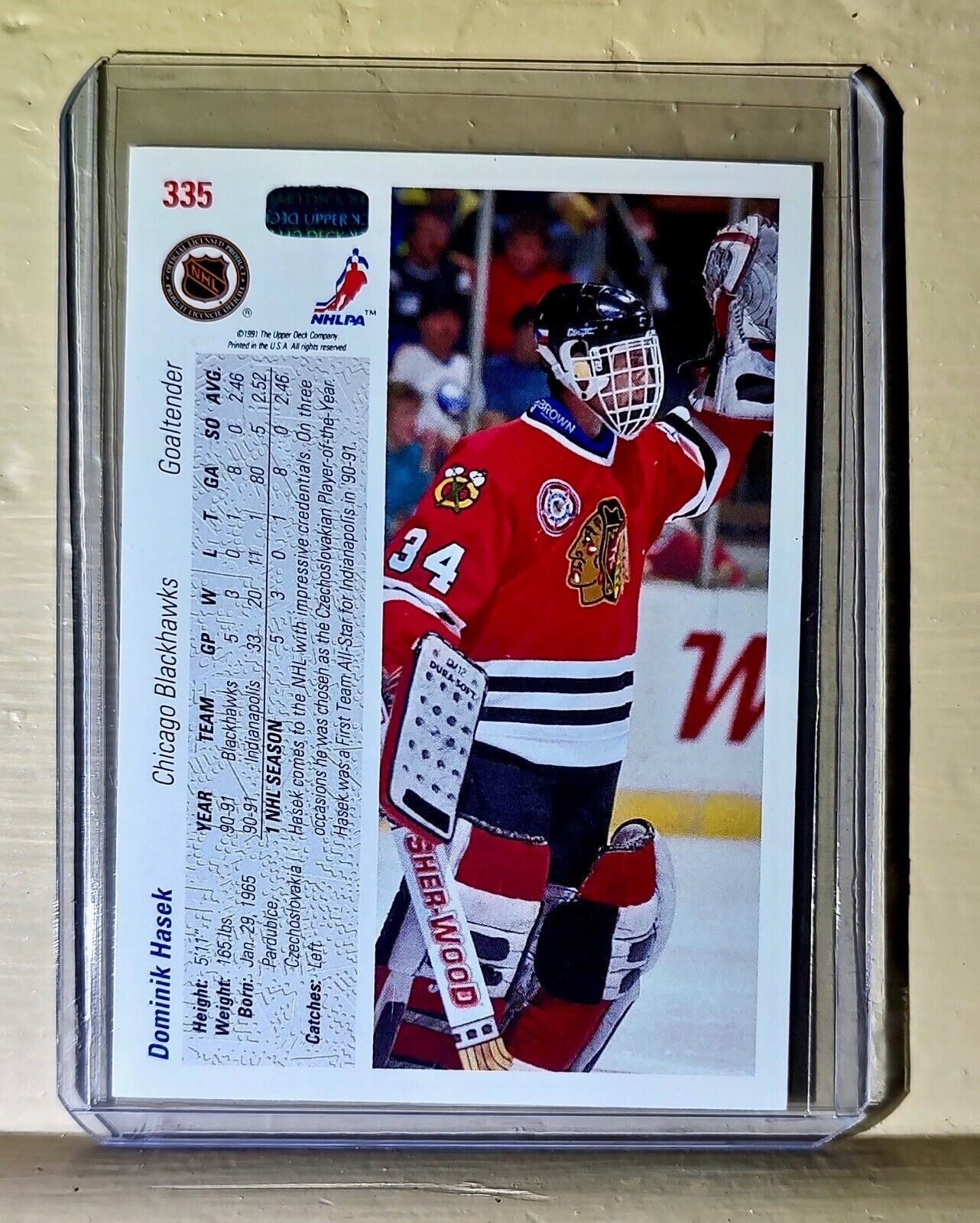 Dominik Hasek 1991-92 Upper Deck #335 Hockey Card Chicago BlackHawks