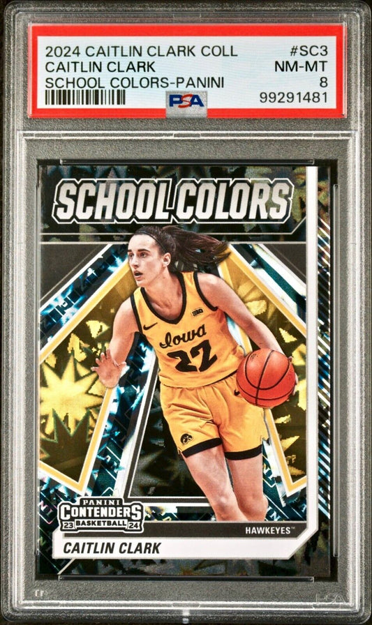 Caitlin Clark 2024 Panini College Contenders School Colors #SC3 Parallel PSA 8