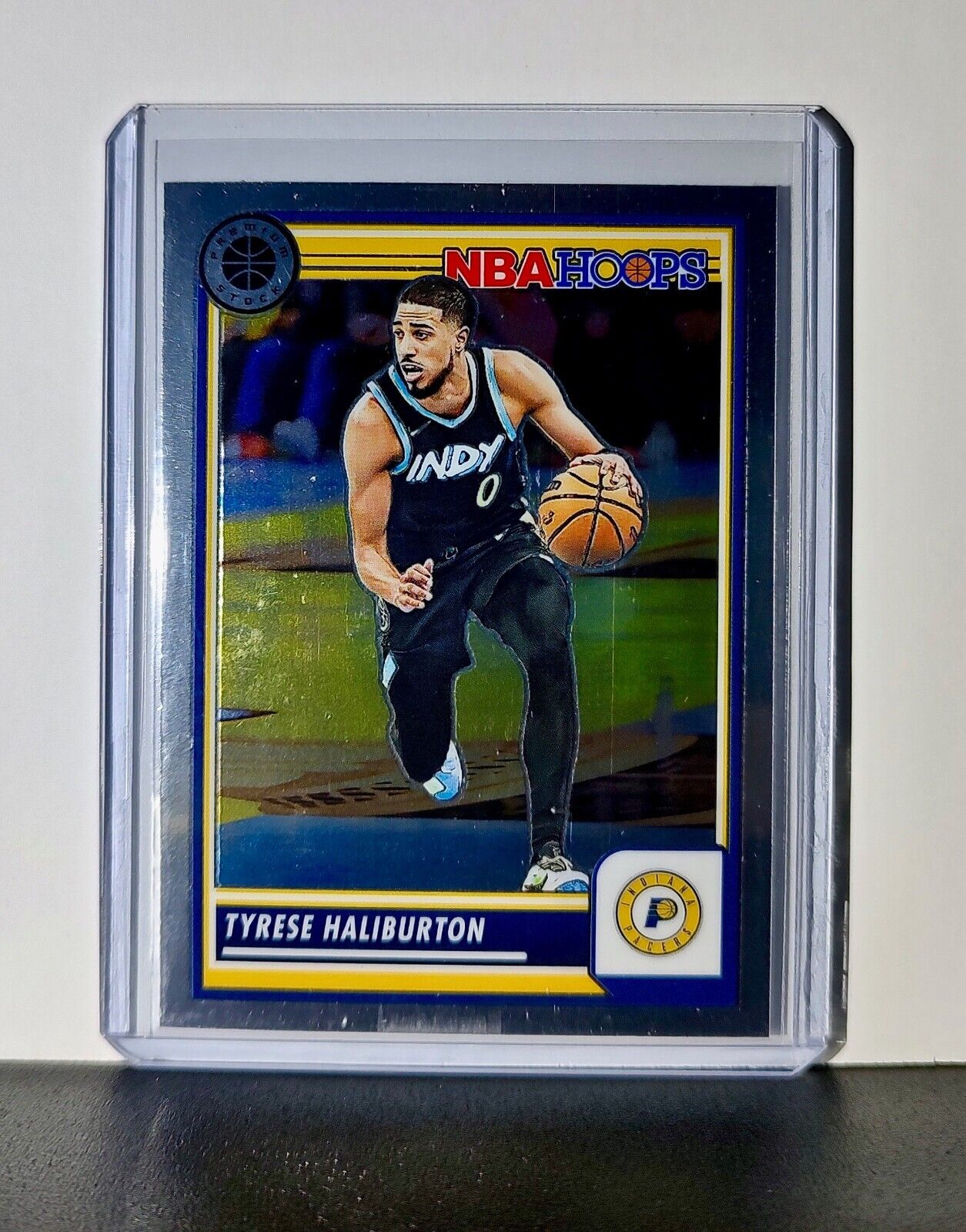 Tyrese Haliburton 2023-24 Panini Premium Stock NBA Hoops #201 Card Pacers