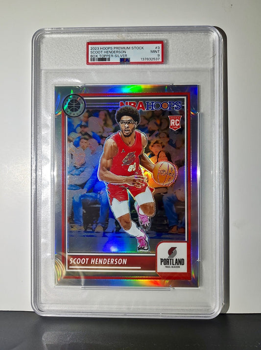 Scoot Henderson 2023 Panini Premium Stock NBA Hoops #3 Jumbo Refractor PSA 9