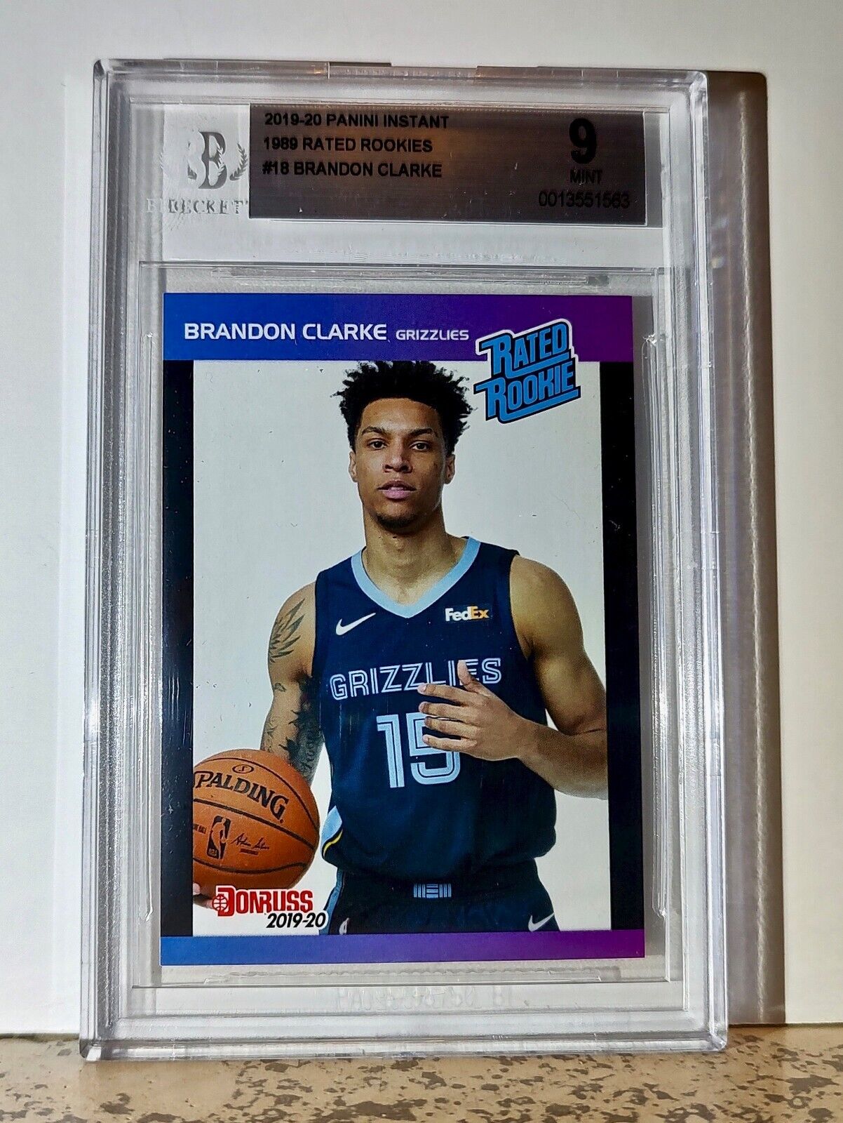 Brandon Clarke 2019-20 Panini NBA #18 Rated Rookies 1/3431 BGS 9 Mint Grizzlies