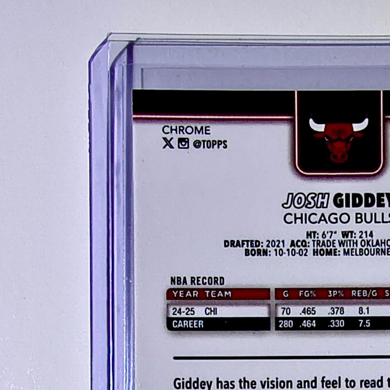 Josh Giddey 2025-26 NBA Topps Chrome Update #118 Basketball Card Chicago Bulls