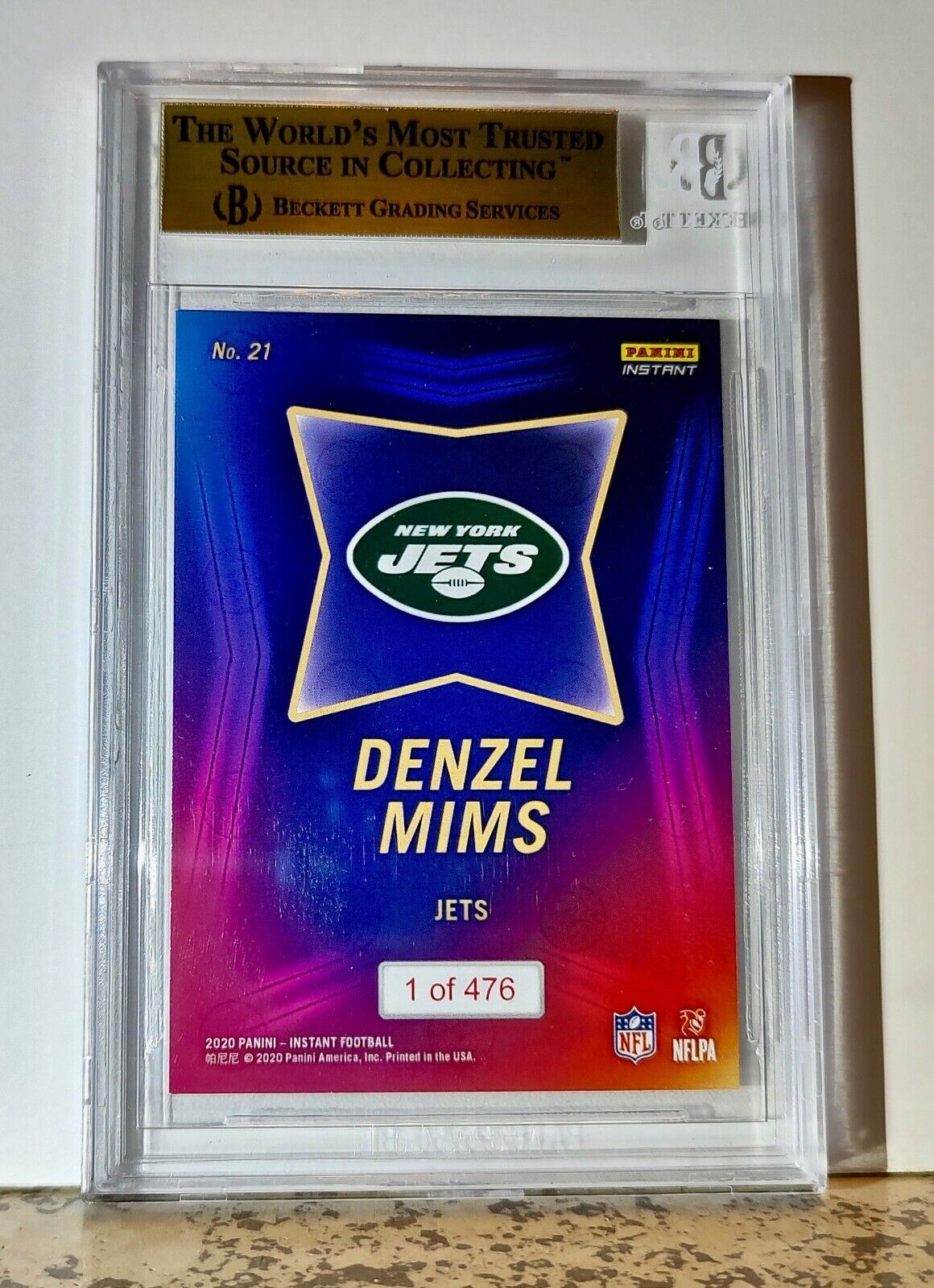 Denzel Mims 2020 Panini NFL #21 Draft Night Rookie 1 of 476 BGS 9.5 Gem Jets