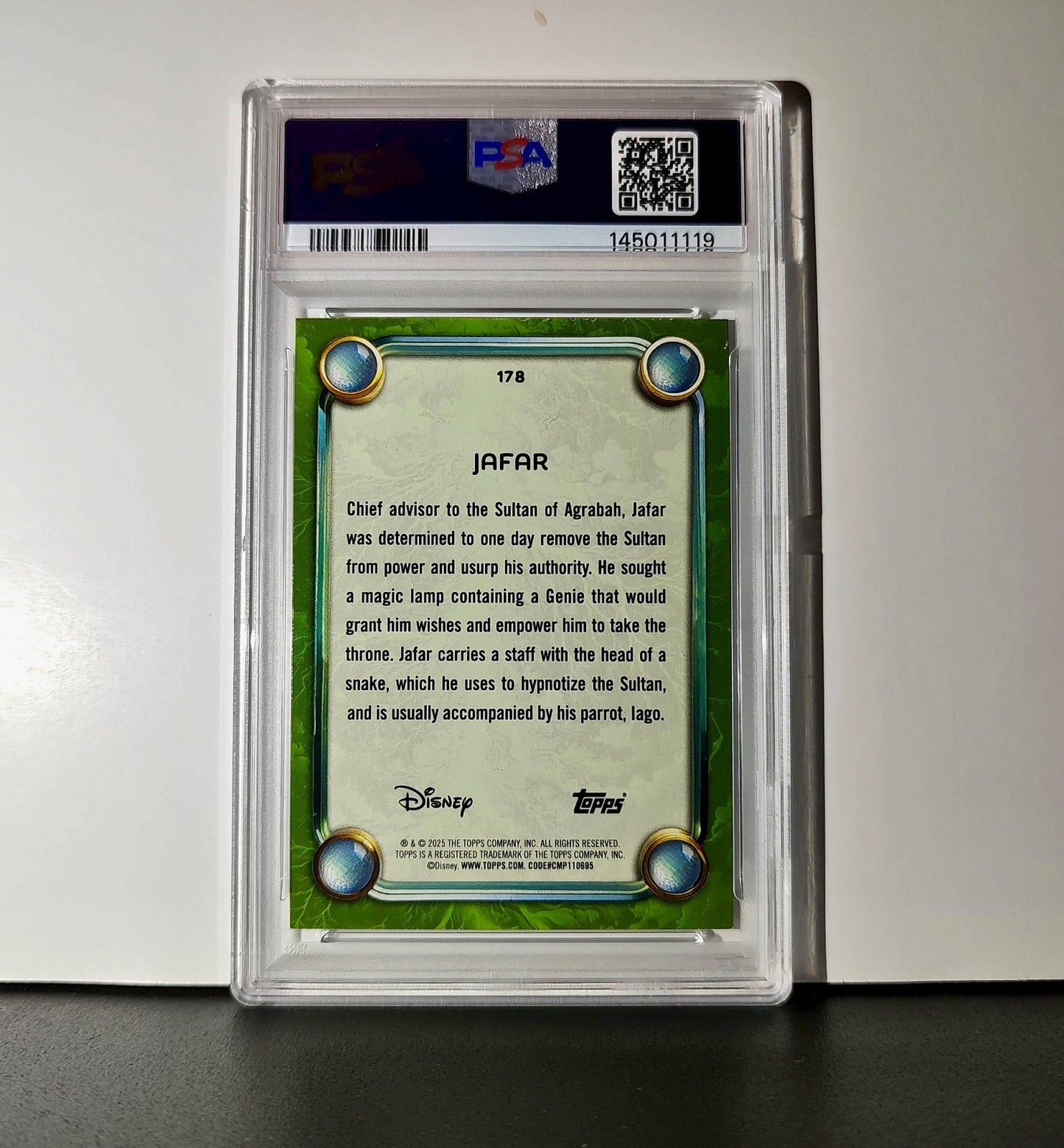 Jafar 2025 Topps Disney Wonder #178 Card Aladdin PSA 8