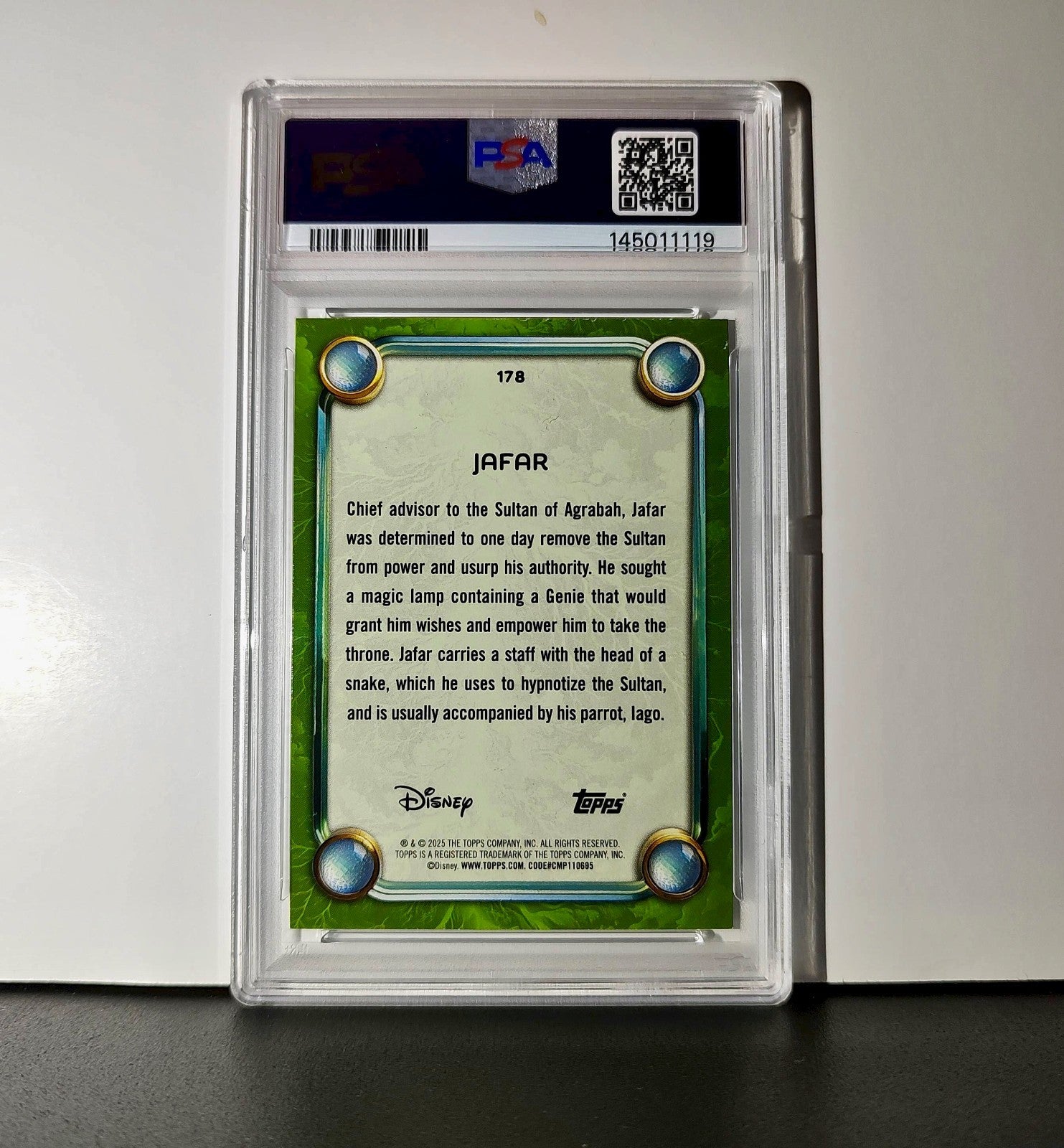 Jafar 2025 Topps Disney Wonder #178 Card Aladdin PSA 8