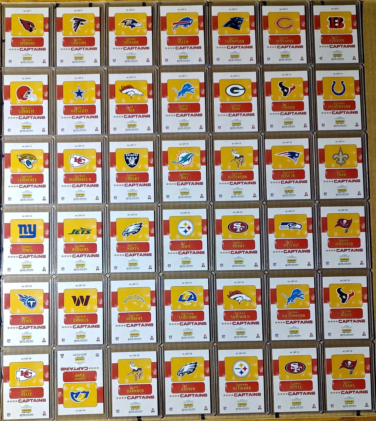 2024 Panini Instant NFL Captains Complete 42 Card Football Set 1/351