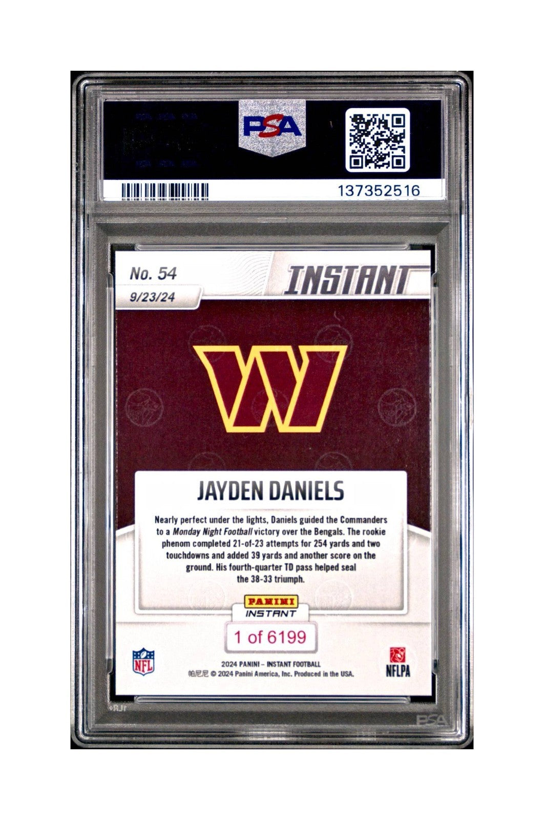 Jayden Daniels 2024 Panini Instant NFL Rookie #54 PSA 10 Gem Mint