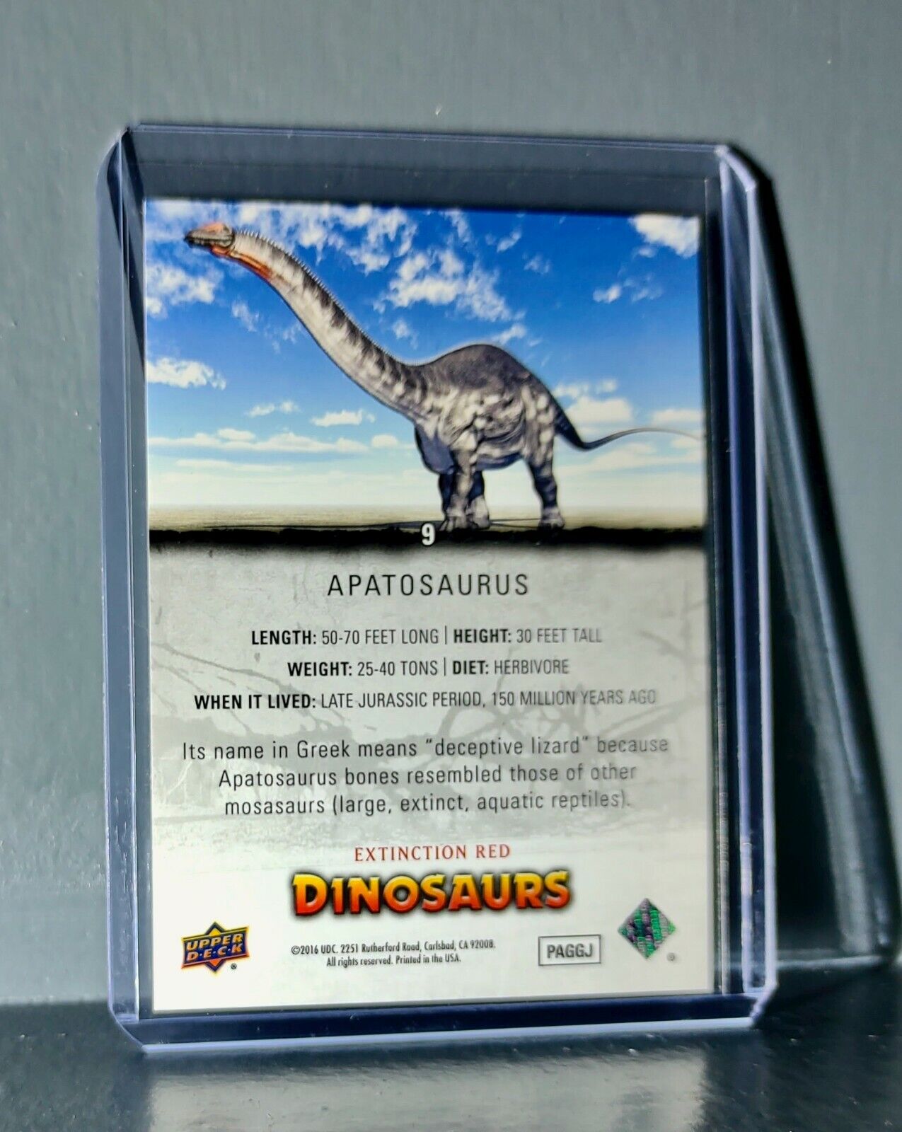 2015 Upper Deck Dinosaurs Apatosaurus Extinction Red Parallel #9 Card