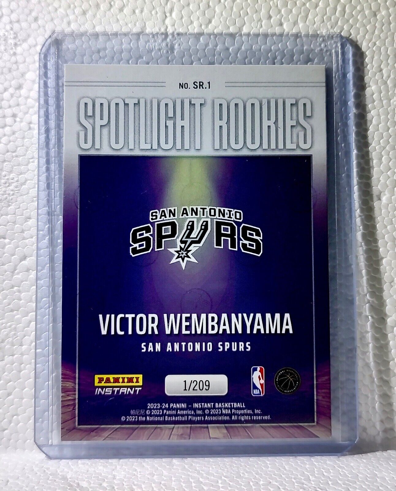 Victor Wembanyama 2023-24 Panini #1 NBA Spotlight Rookies Basketball Card 1/209