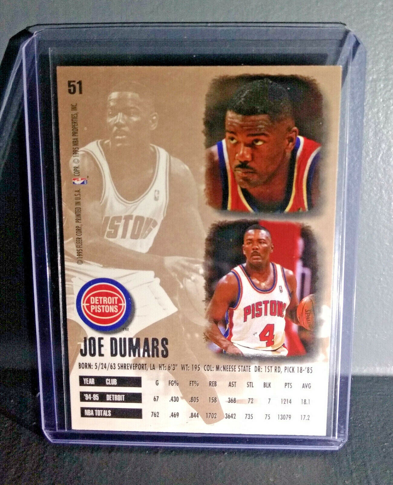 1995-96 Joe Dumars Fleer Ultra #51 Basketball Card