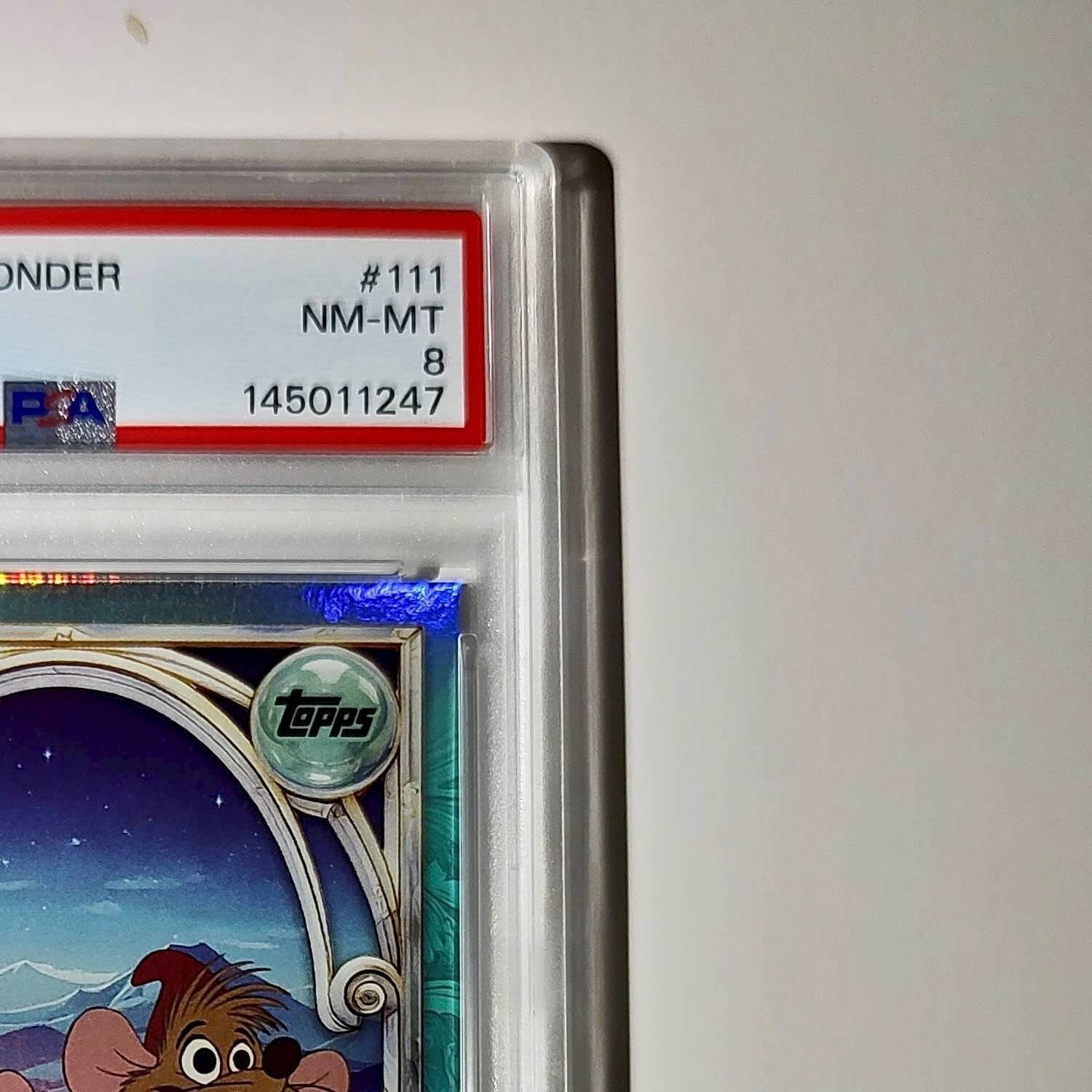 Jaq and Gus 2025 Topps Disney Wonder #111 Diamond Card Cinderella PSA 8