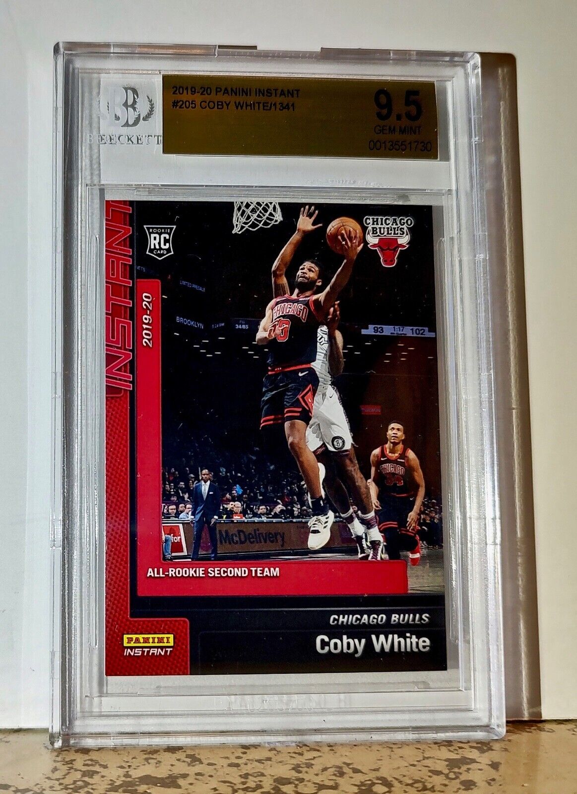 Coby White 2019-20 Panini NBA #205 Rookie Card 1 of 1341 BGS 9.5 Gem Mint Bulls