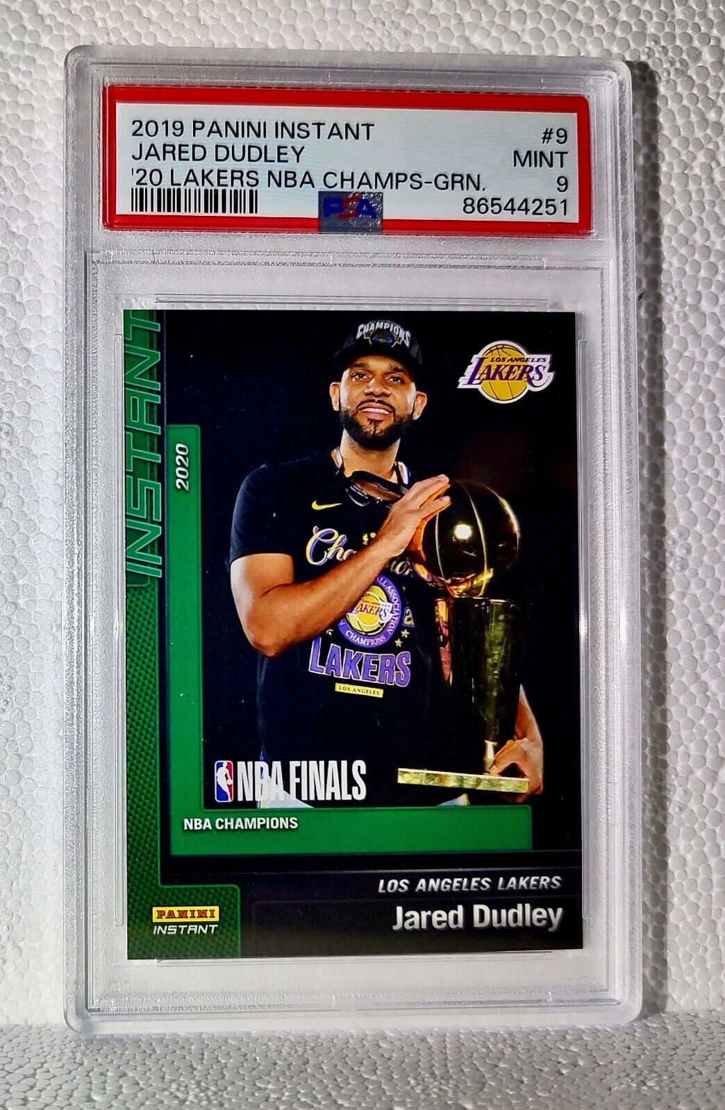 Jared Dudley 2020 Panini Lakers NBA Champions #9 Green Card 10/10 PSA 9 Mint