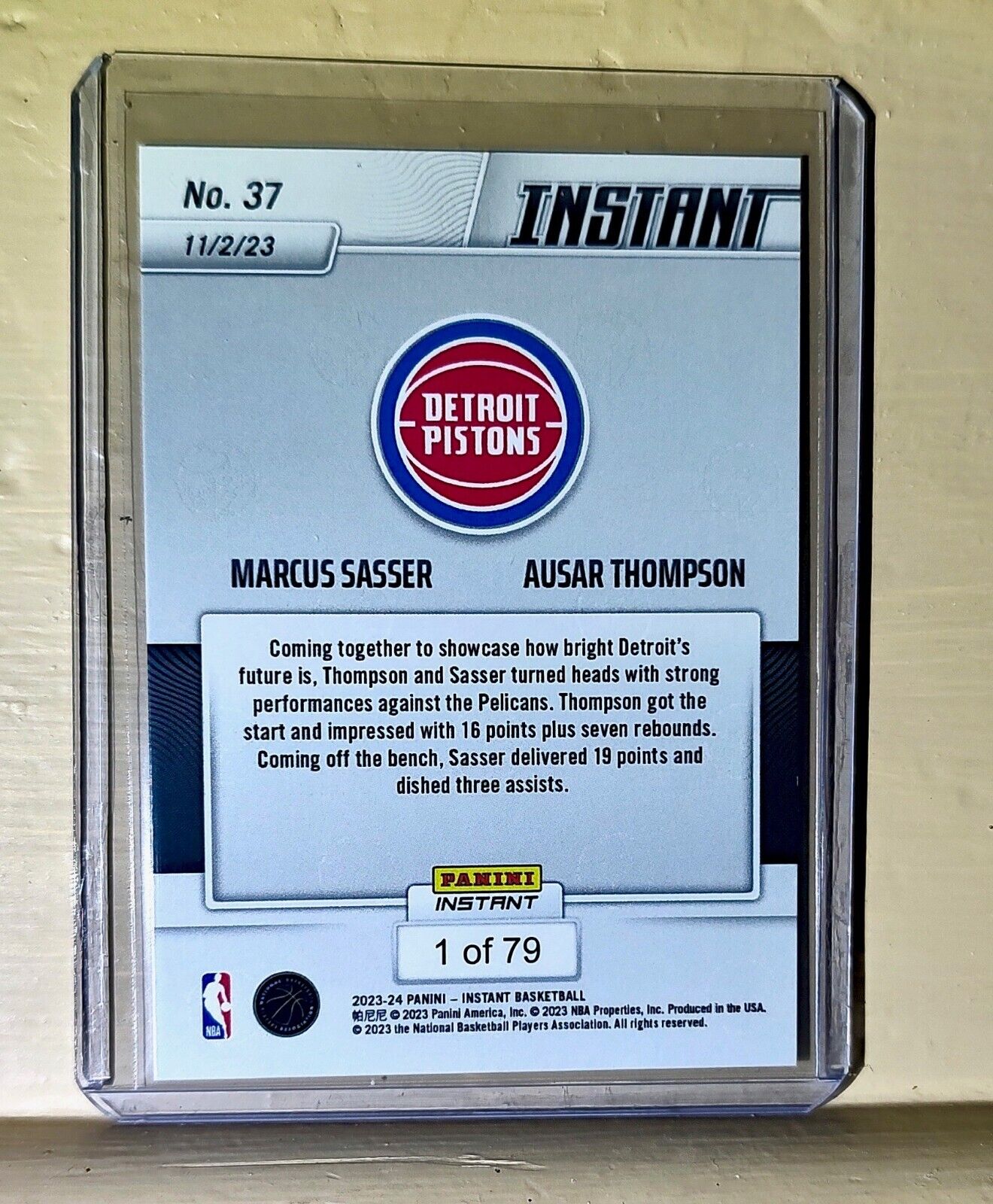 Ausar Thompson / Marcus Sasser 2023-24 Panini NBA Rookie Card Pistons 1 of 79