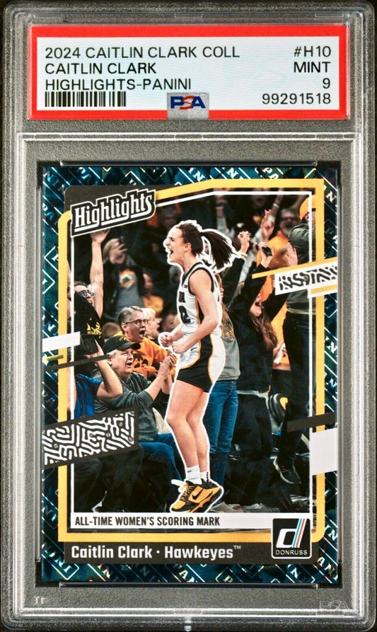 Caitlin Clark 2024 Panini Donruss Highlights H10 Basketball Card PSA 9 Mint