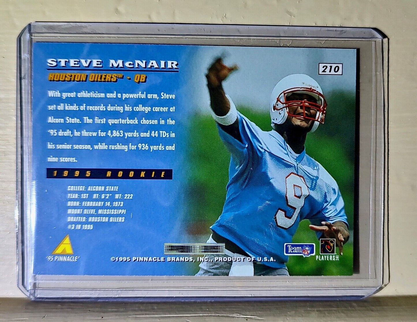 Steve McNair 1995 Pinnacle Football #210 Rookie NFL Card Oilers