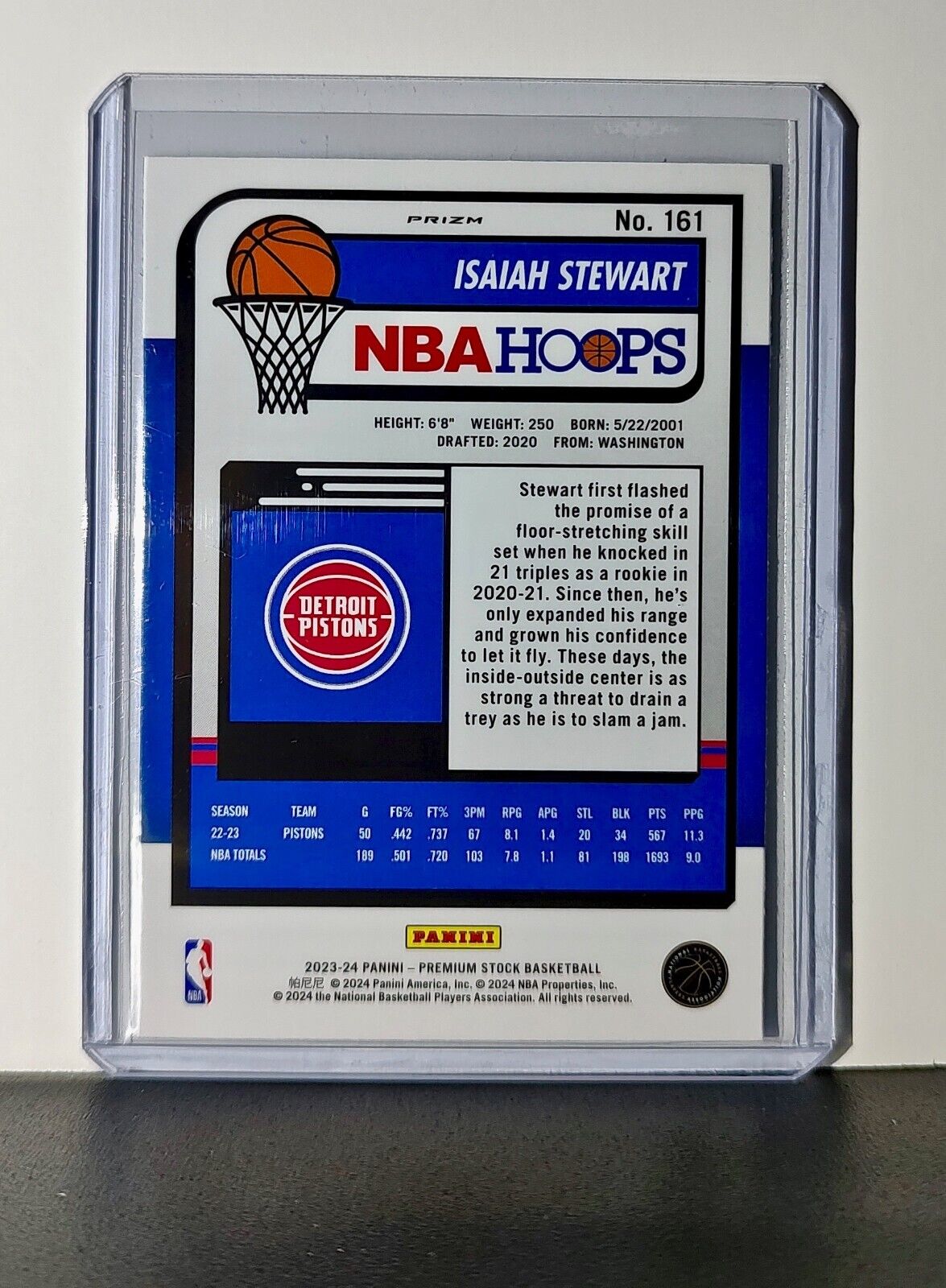 Isaiah Stewart 2023-24 Panini Premium NBA Hoops #161 Pulsar Prizm Pistons