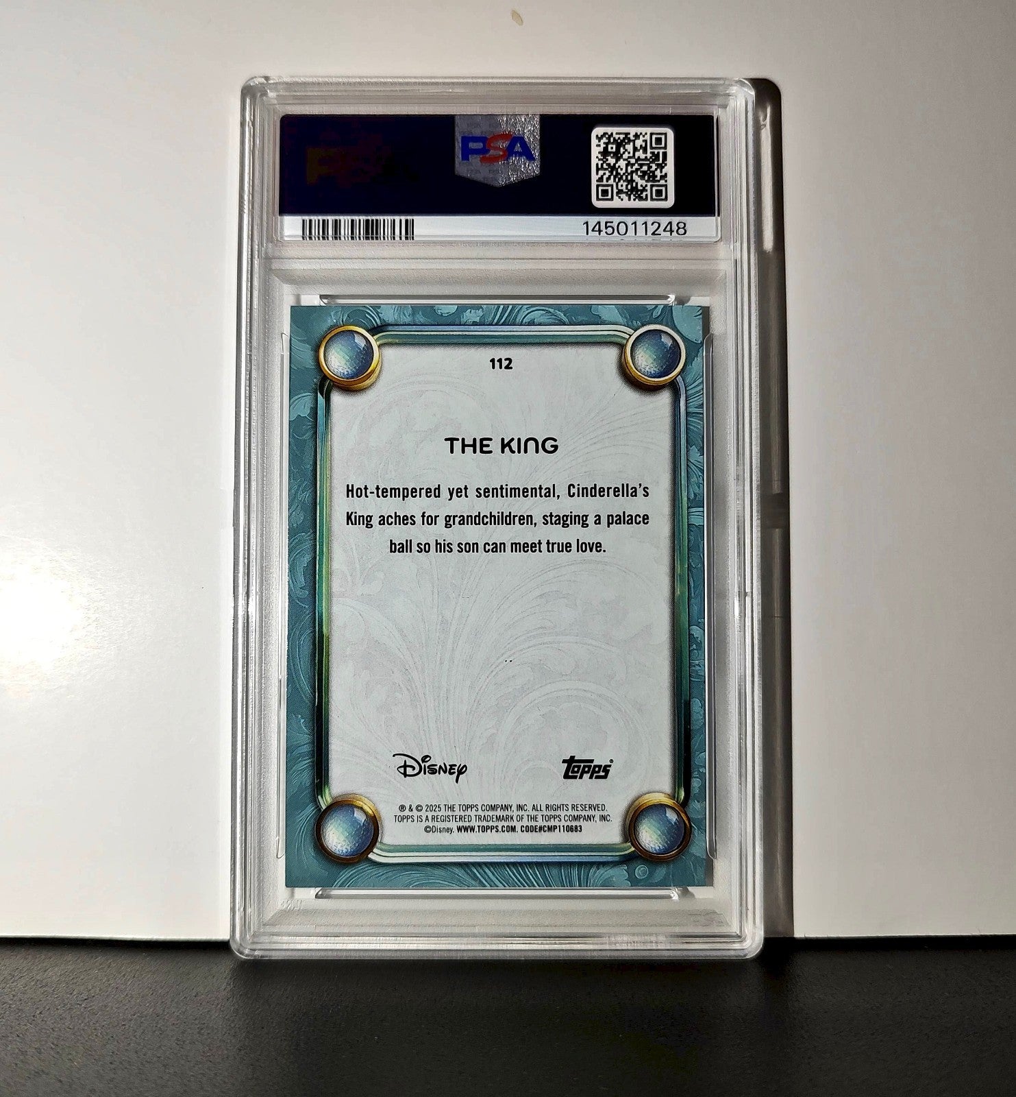 The King 2025 Topps Disney Wonder #112 Diamond Card Cinderella PSA 9