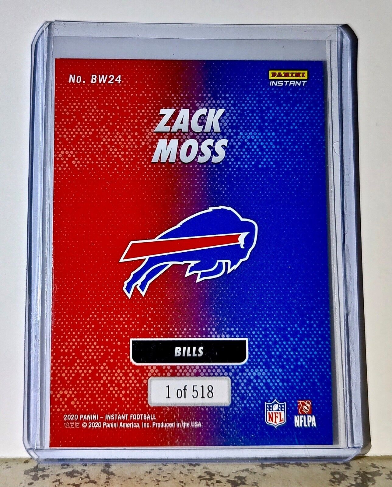 Zack Moss 2020 Panini NFL #24 Black and White Rookies Card Bills 1 of 518