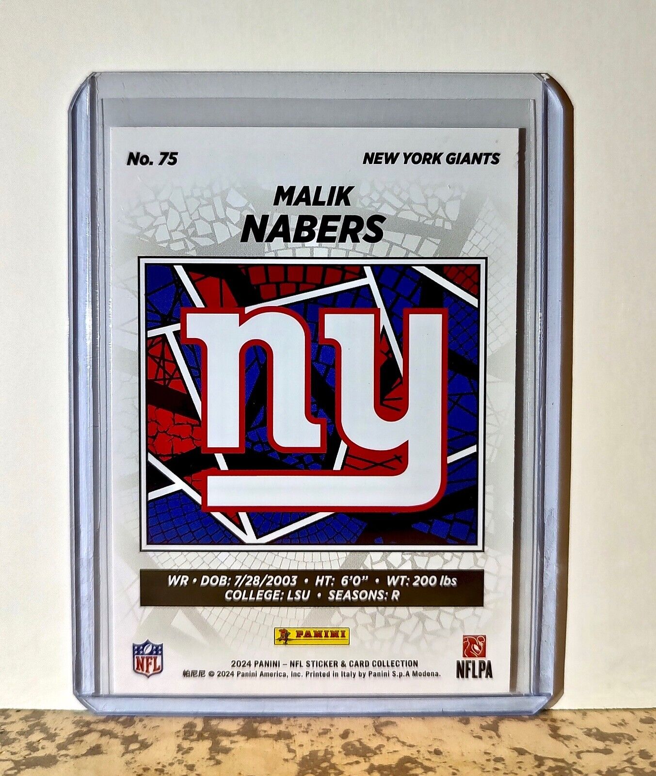 Malik Nabers 2024 Panini NFL #75 Rookie Sticker Card New York Giants