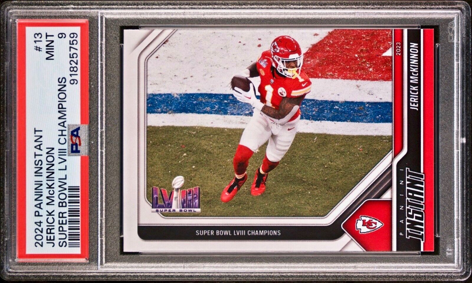 Jerick McKinnon 2023 Panini NFL Superbowl Champions #13 Card PSA 9 Mint