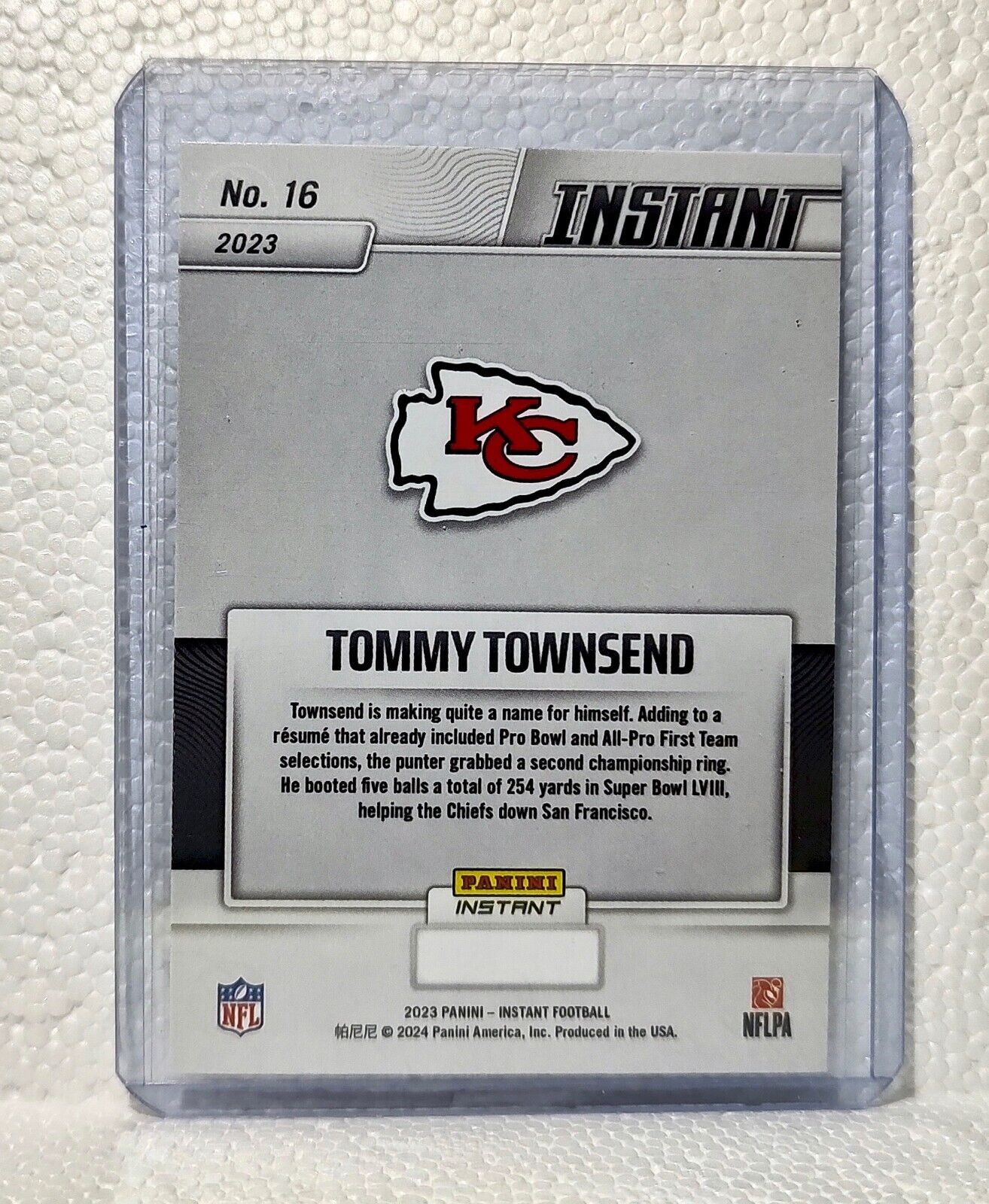 Tommy Townsend 2023 Panini NFL Superbowl Champions #16 Card Kansas City Chiefs