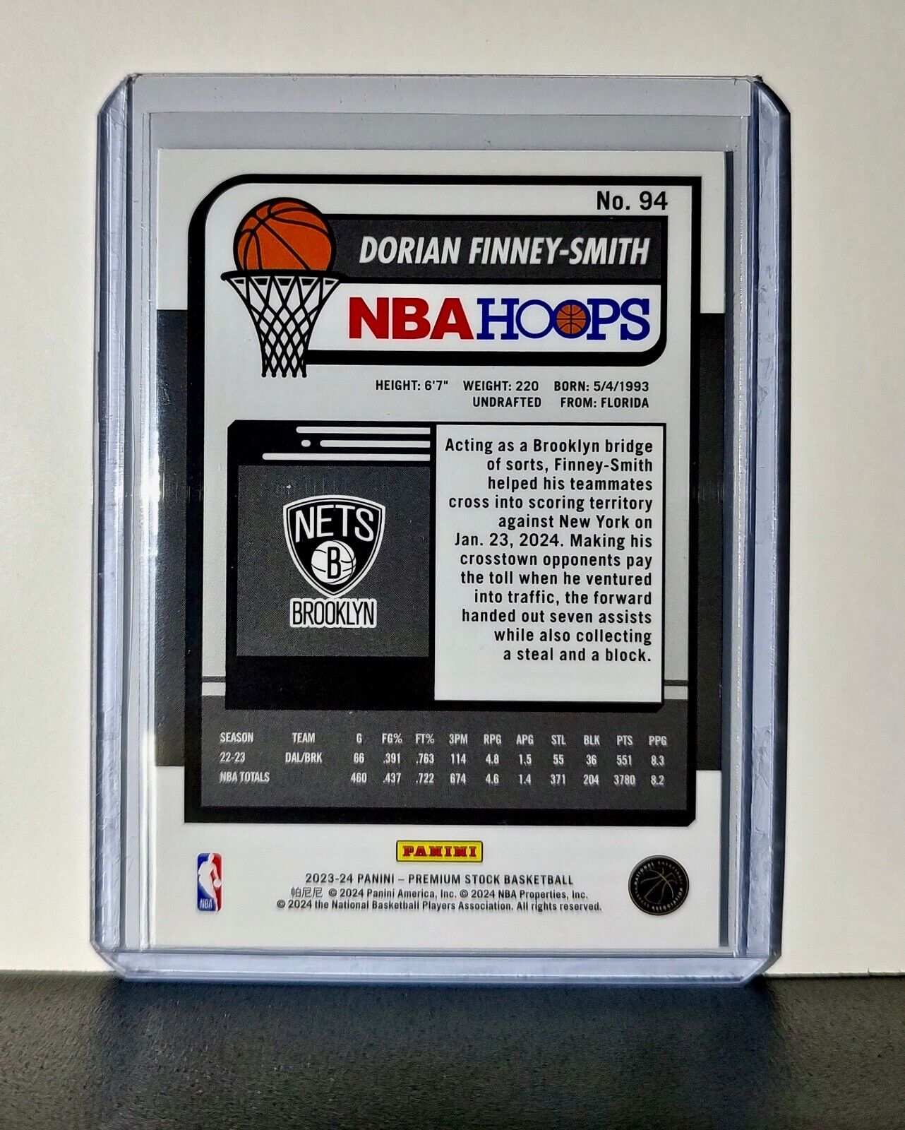 Dorian Finney-Smith 2023-24 Panini Premium Stock NBA Hoops #94 Card Nets