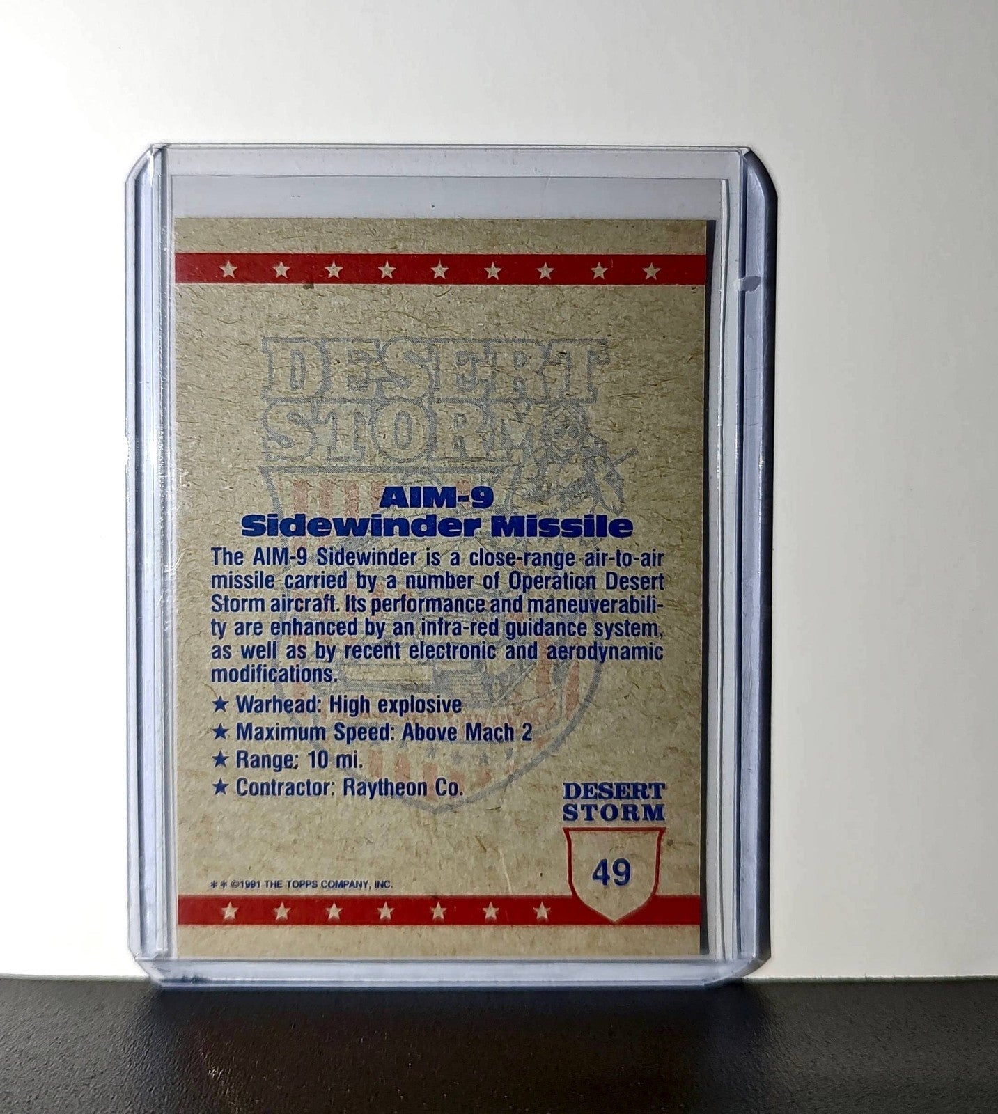 The Sidewinder Missile 1991 Topps Desert Storm #49 Card