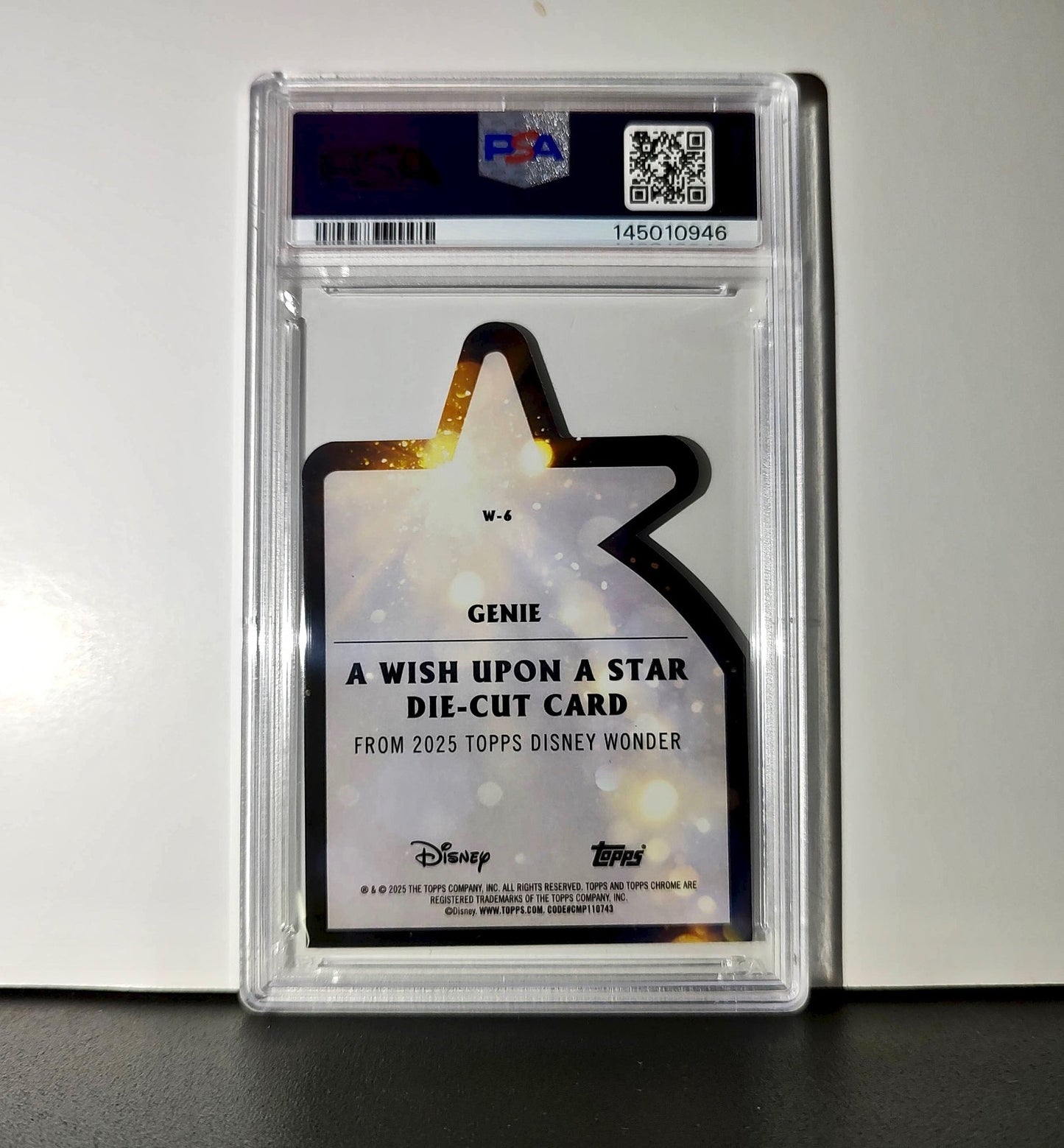 Genie 2025 Topps Chrome Disney #W-6 Wish Upon A Star Die Cut Card Aladdin PSA 9