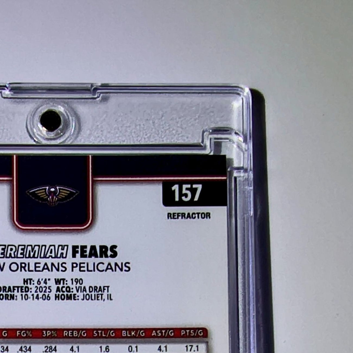 Jeremiah Fears Rookie 2025 NBA Topps Chrome Update #157 Refractor Card Pelicans