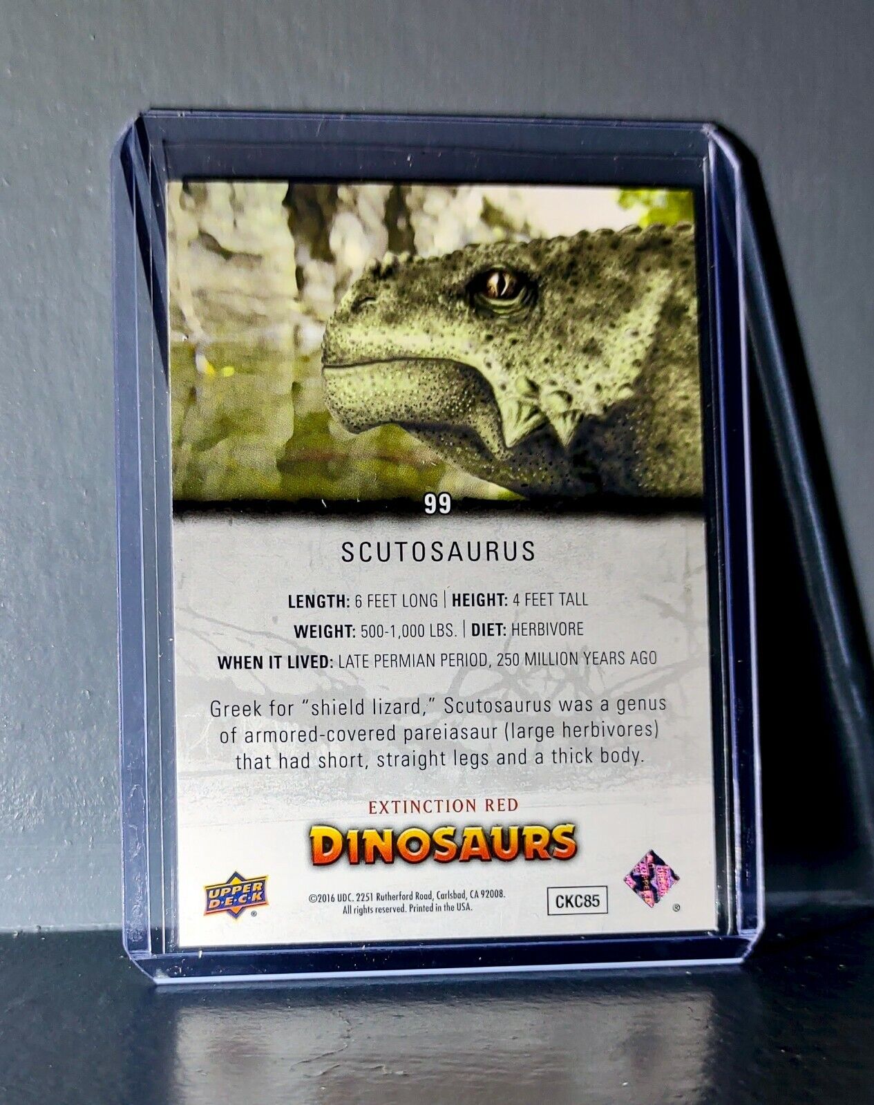 2015 Upper Deck Dinosaurs Scutosaurus Extinction Red Parallel #99 Card