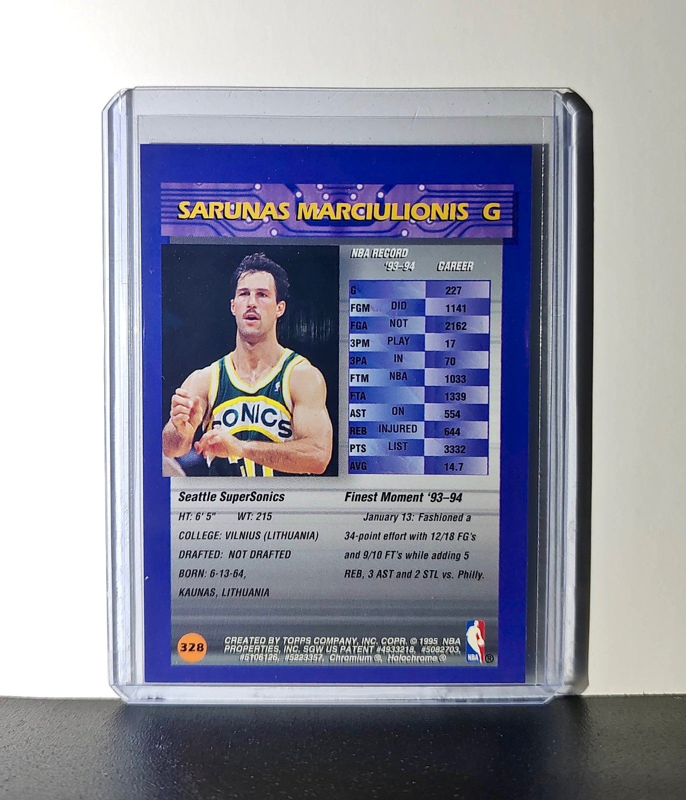 Sarunas Marciulionis 1994-95 Topps Finest #328 Card