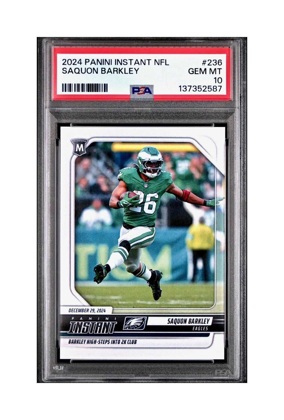 Saquon Barkley 2024 Panini Milestone NFL #236 Eagles 1 of 809 PSA 10 Gem Mint