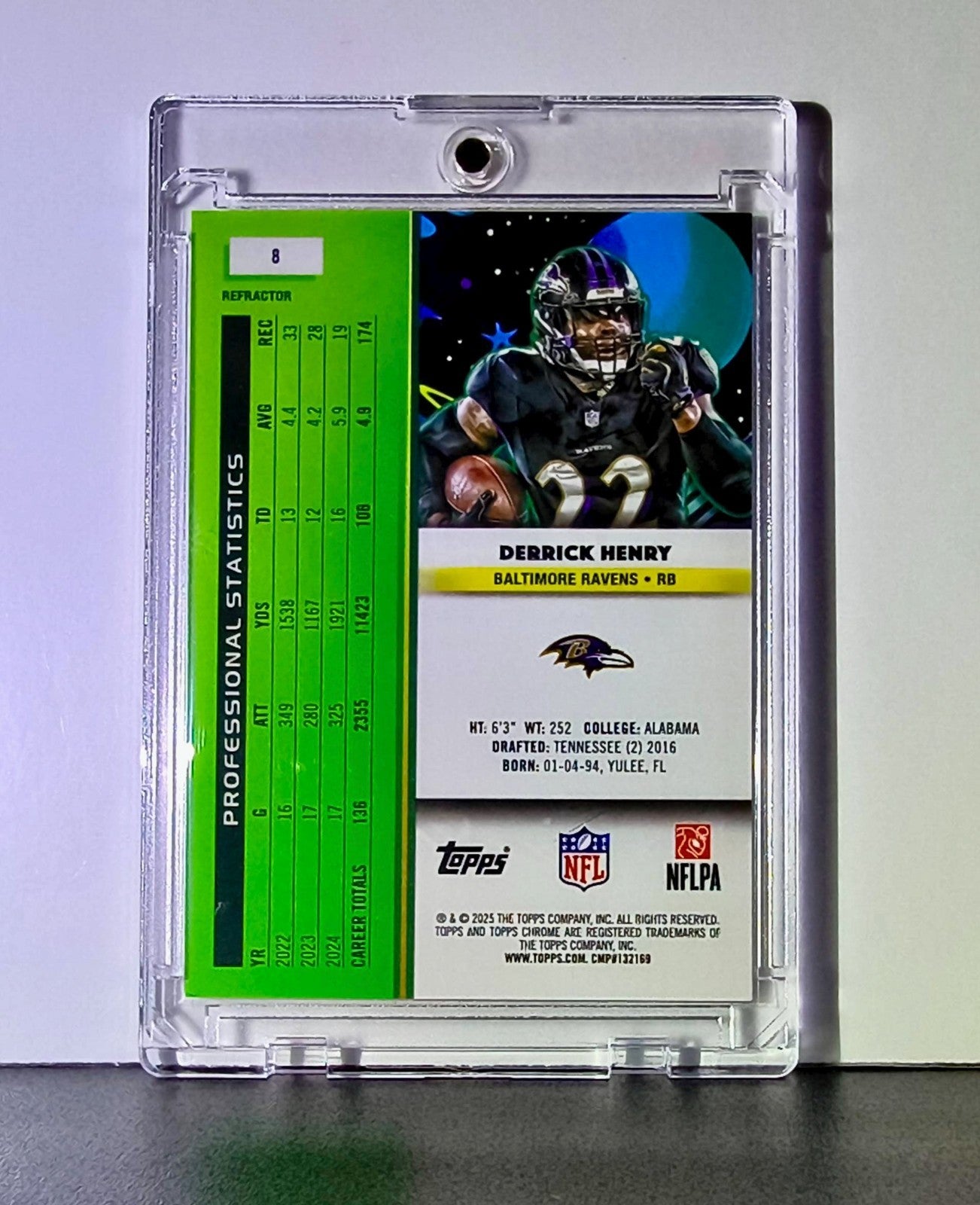 Derrick Henry 2025 NFL Topps Chrome Cosmic Refractor #8 Football Card Ravens