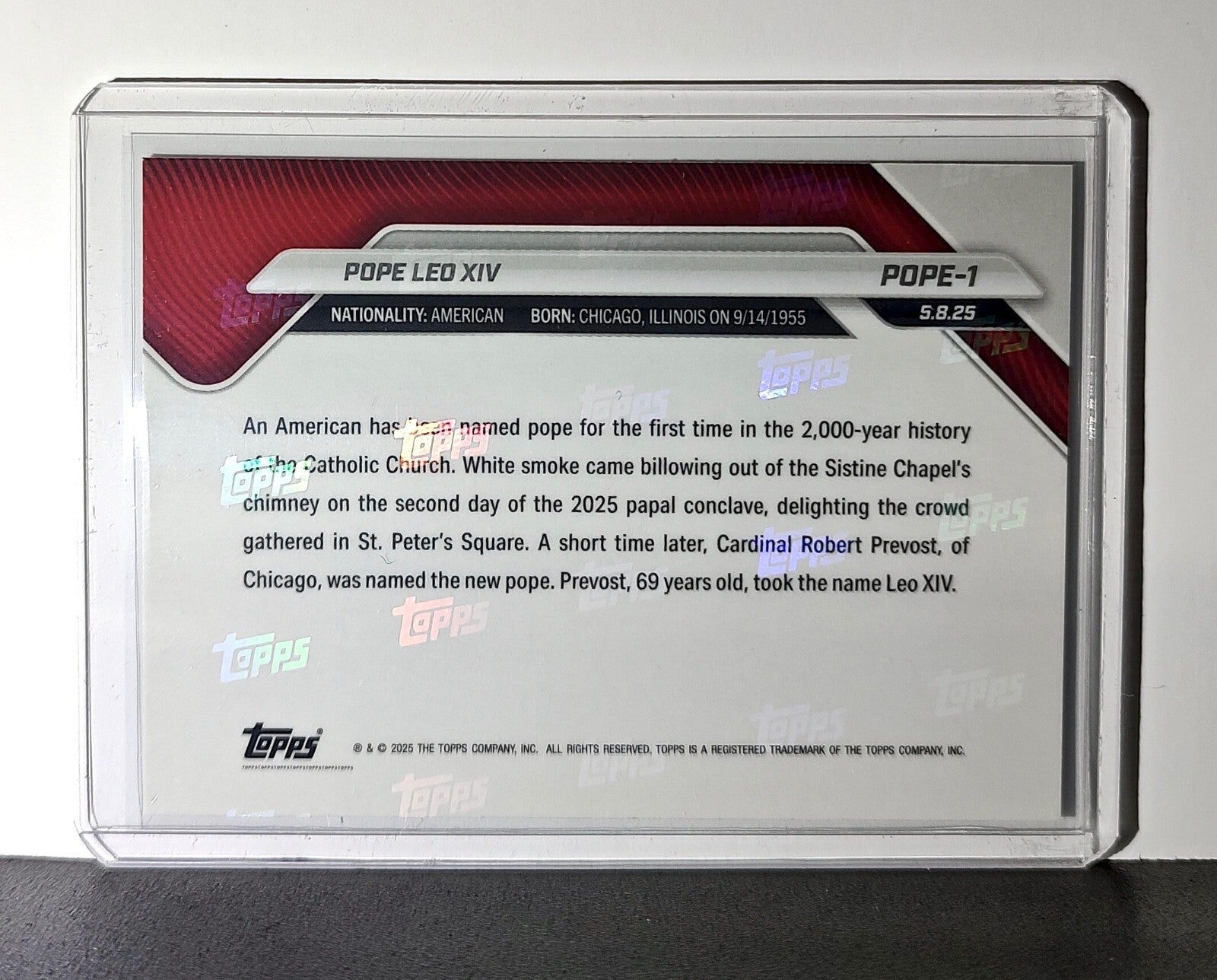 Pope Leo XIV 2025 Topps Now #POPE-1 Trading Card