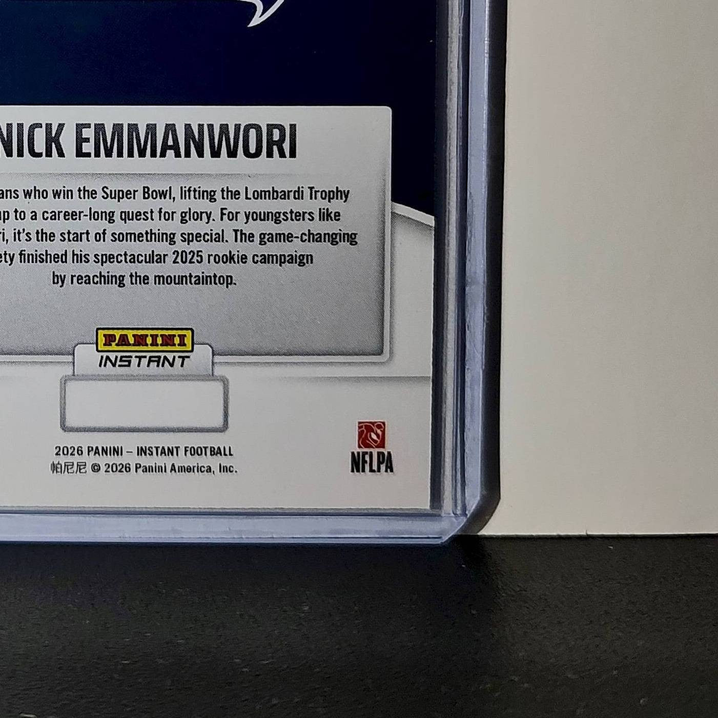 Nick Emmanwori Rookie 2026 Panini NFL Super Bowl LIX Champions #24 Card Seahawks