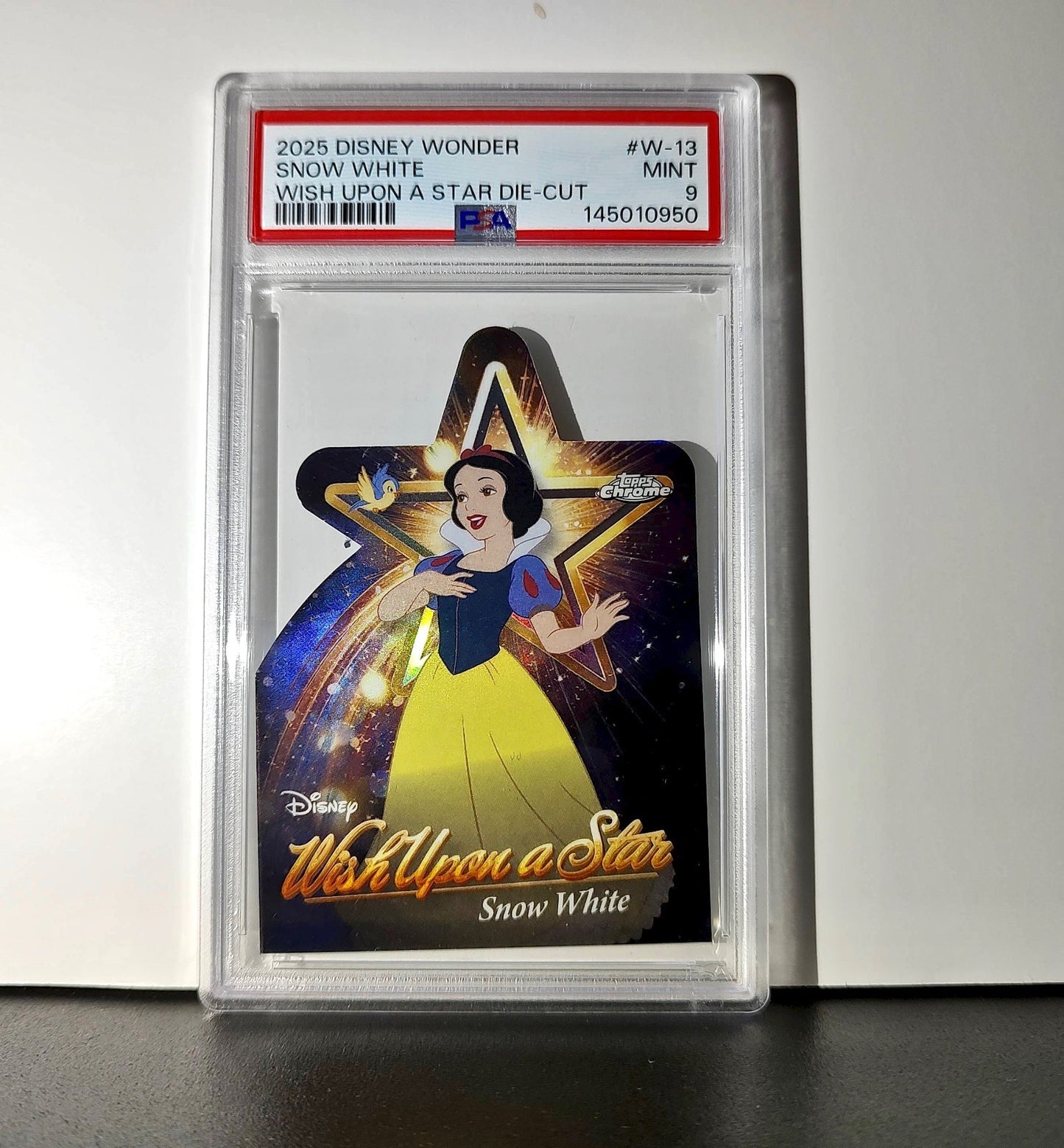 Snow White 2025 Topps Chrome Disney #W-13 Wish Upon A Star Die Cut Card PSA 9