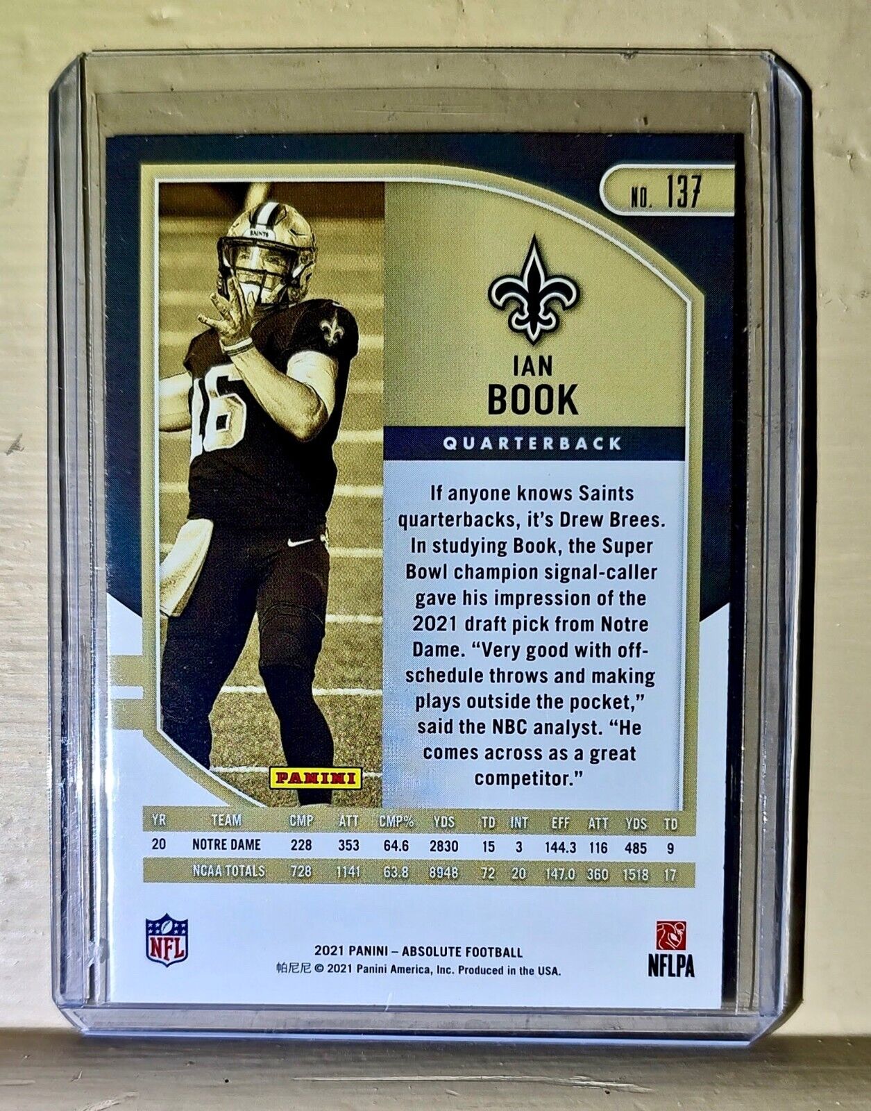 Ian Book 2021 Panini NFL Absolute Green Parallel Rookie Football #137 Card