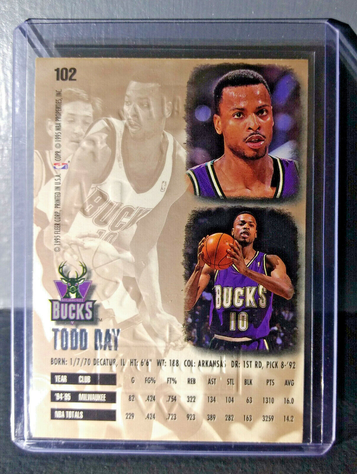 1995-96 Todd Day Fleer Ultra Gold Medallion #102 Basketball Card