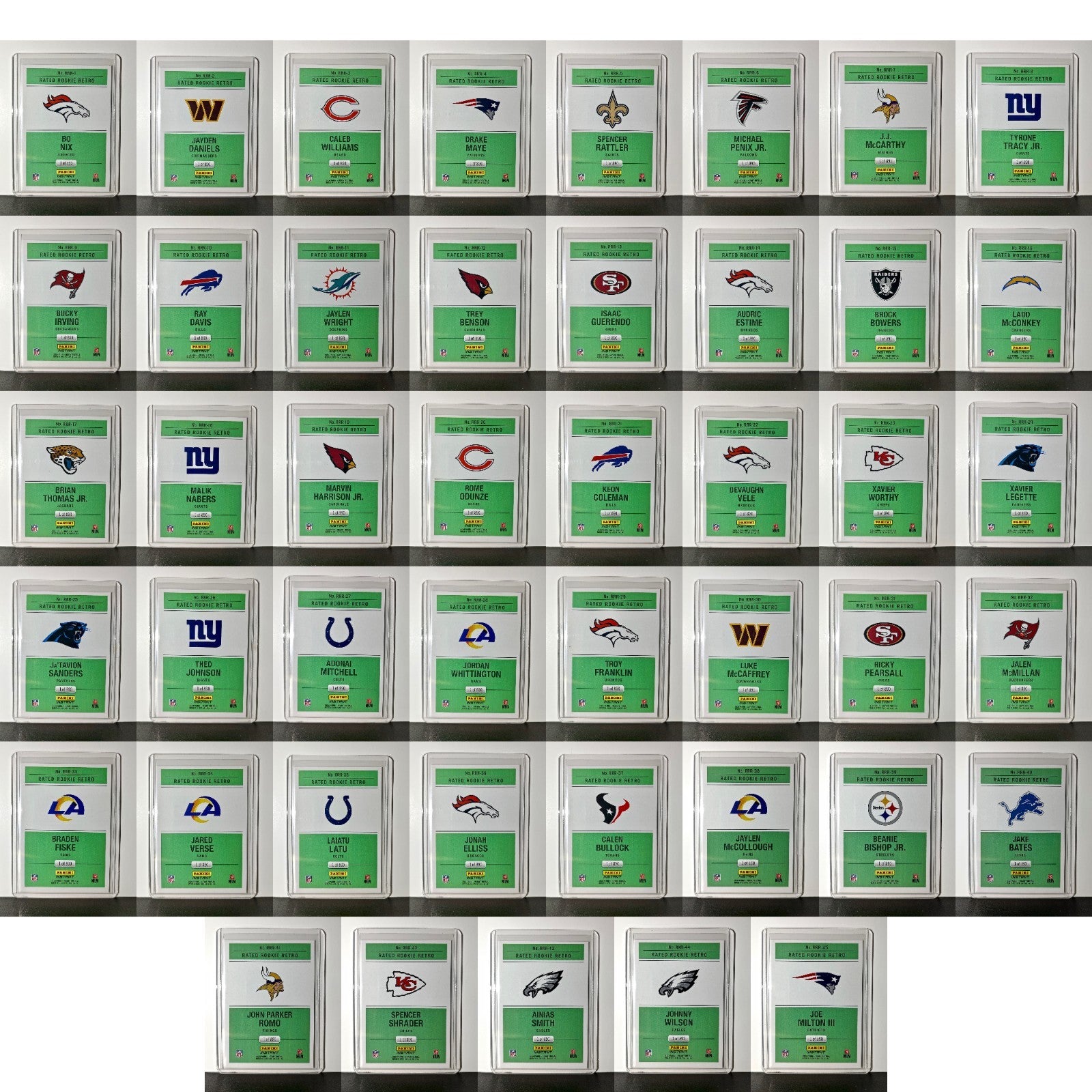 2024 Panini NFL Rated Rookie Retro Complete 45 Card Rookie Football Set 1 of 890