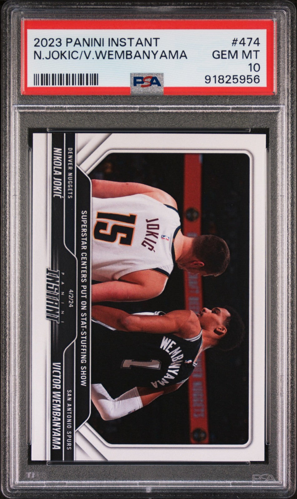 Nikola Jokic / Victor Wembanyama 2023-24 Panini #474 NBA Card PSA 10 Gem Mint