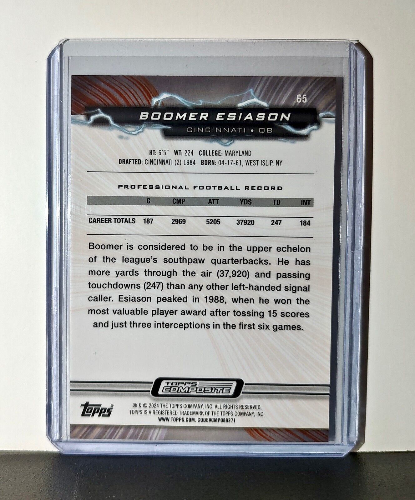 Boomer Esiason 2023 Topps Resurgence NFL #65 Card Cincinnati Bengals