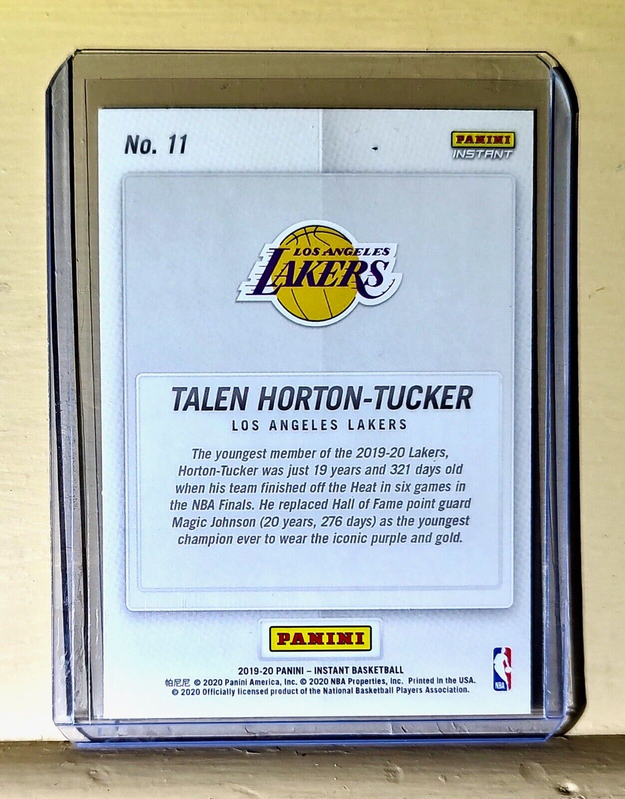 Talen Horton-Tucker 2019-20 Panini NBA #11 Rookie Card Lakers NBA Champions