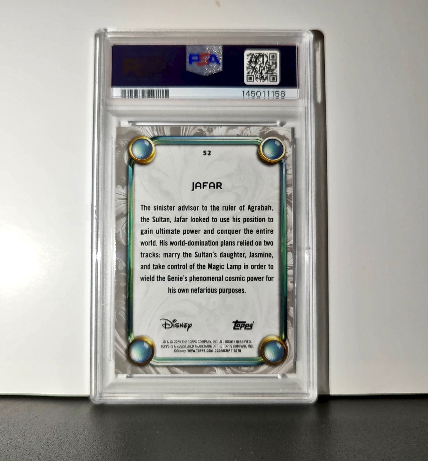 Jafar 2025 Topps Disney Wonder #52 Winter Variant Card Aladdin PSA 8