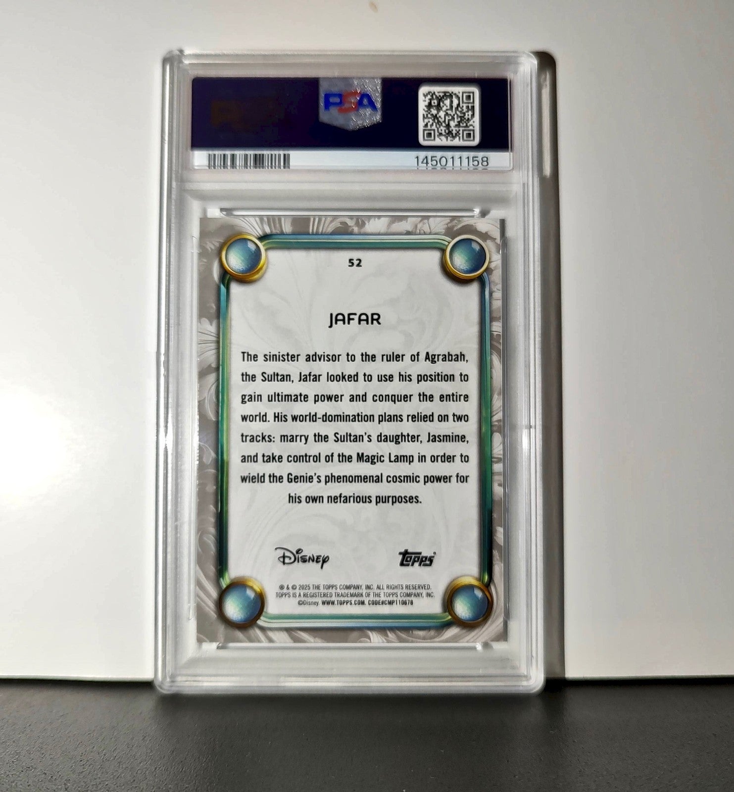 Jafar 2025 Topps Disney Wonder #52 Winter Variant Card Aladdin PSA 8