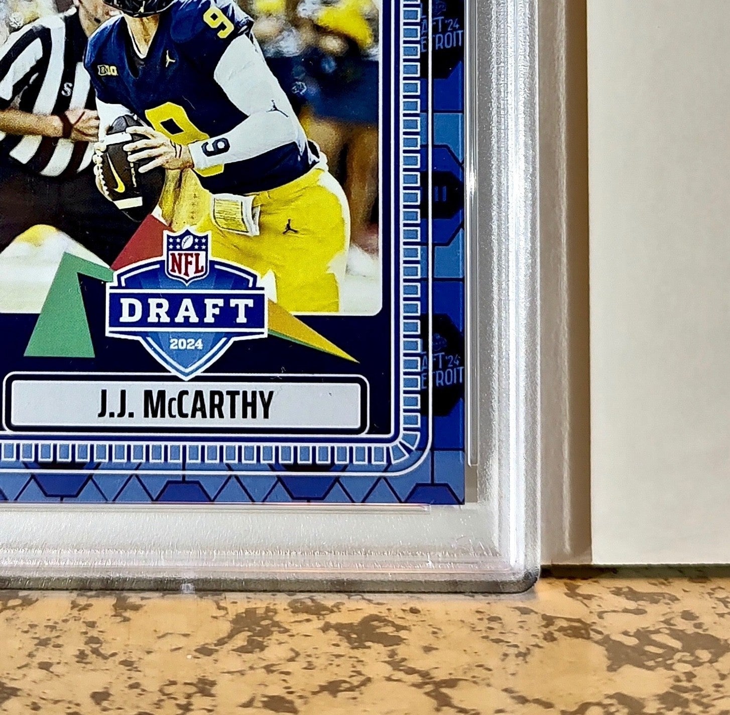 JJ McCarthy Rookie 2024 Panini NFL Draft Night Blue Football Card 2/5 SSP PSA 9
