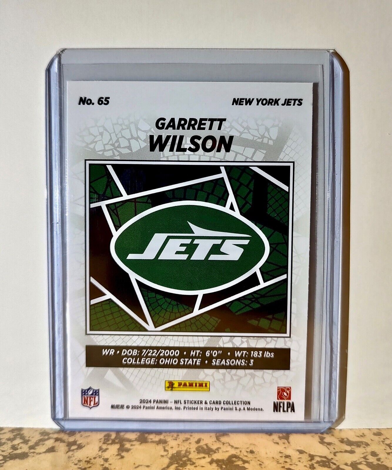 Garrett Wilson 2024 Panini NFL #65 Silver Foil Sticker Card New York Jets